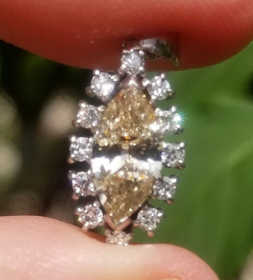 1.28TCW Fancy Light Brown Marquise Solitaire Diamond Halo Platinum pendant