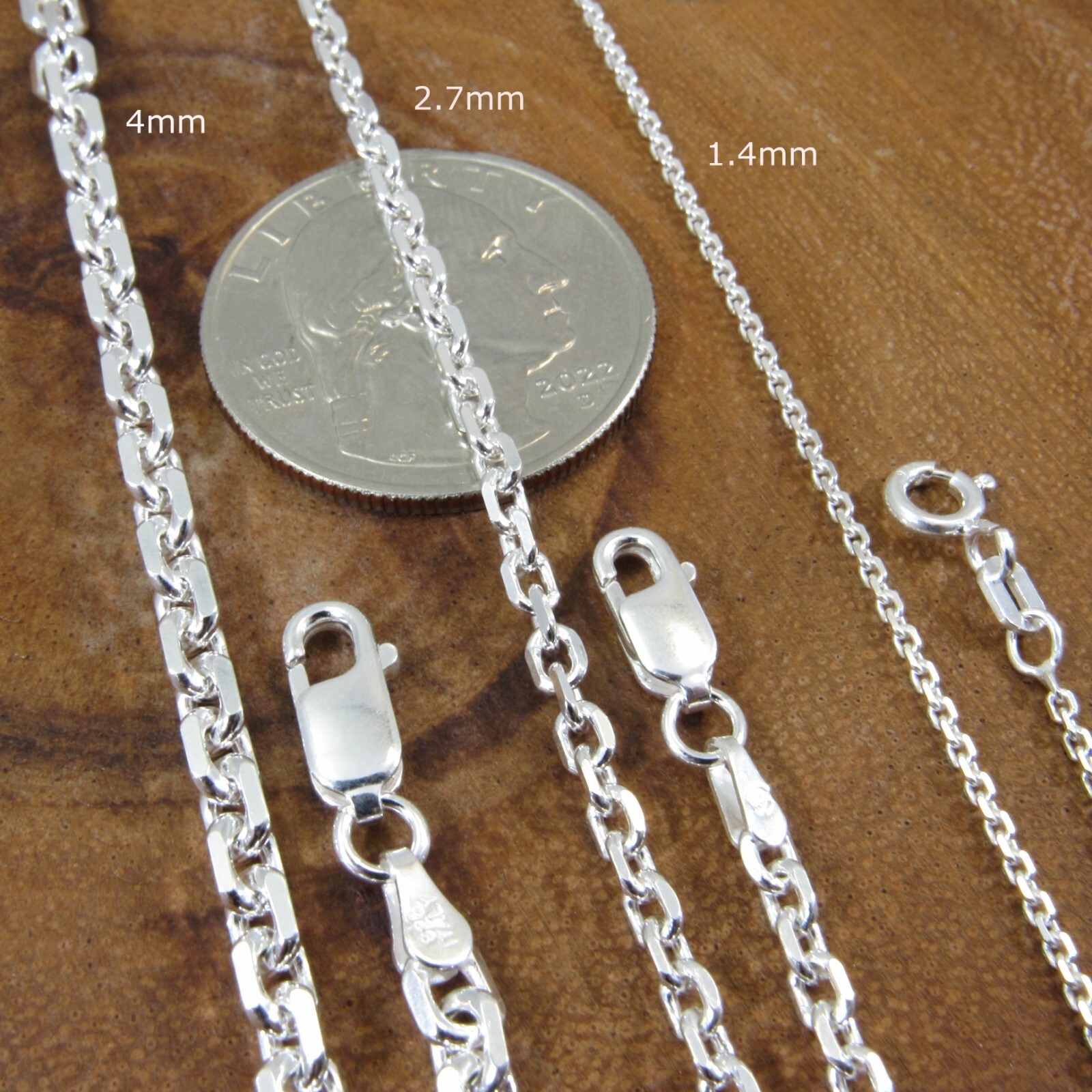 Solid 925 Sterling Silver Italian Men’s Anchor / Cable Link Chain, Made in Italy