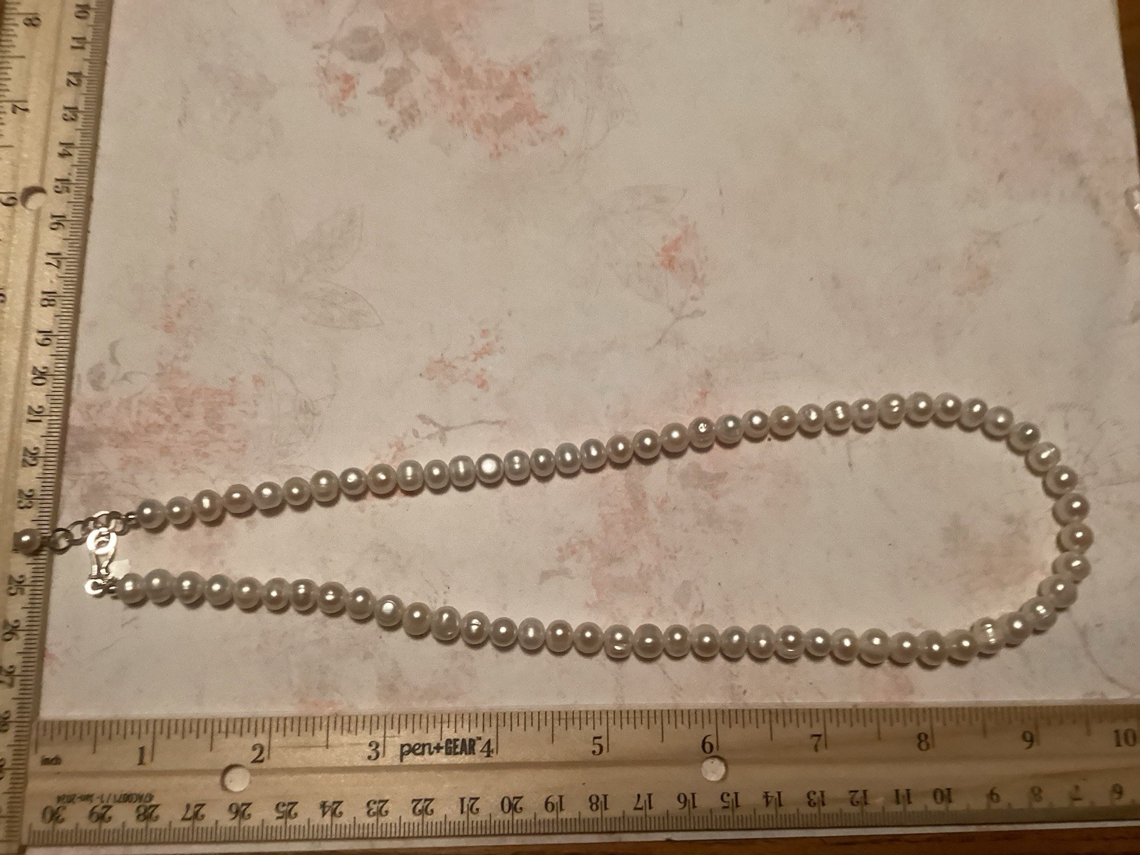 Handmade Sterling Silver White Cultured Freshwater Pearl Necklace 20.5-21.5”