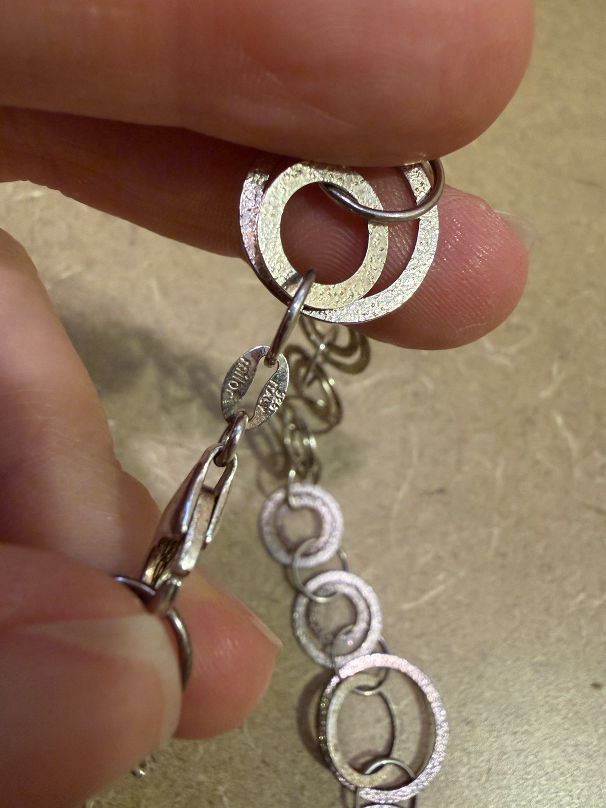 Milor Italy Sterling Silver 925 Interlocking Circles Round Chain Link Necklace