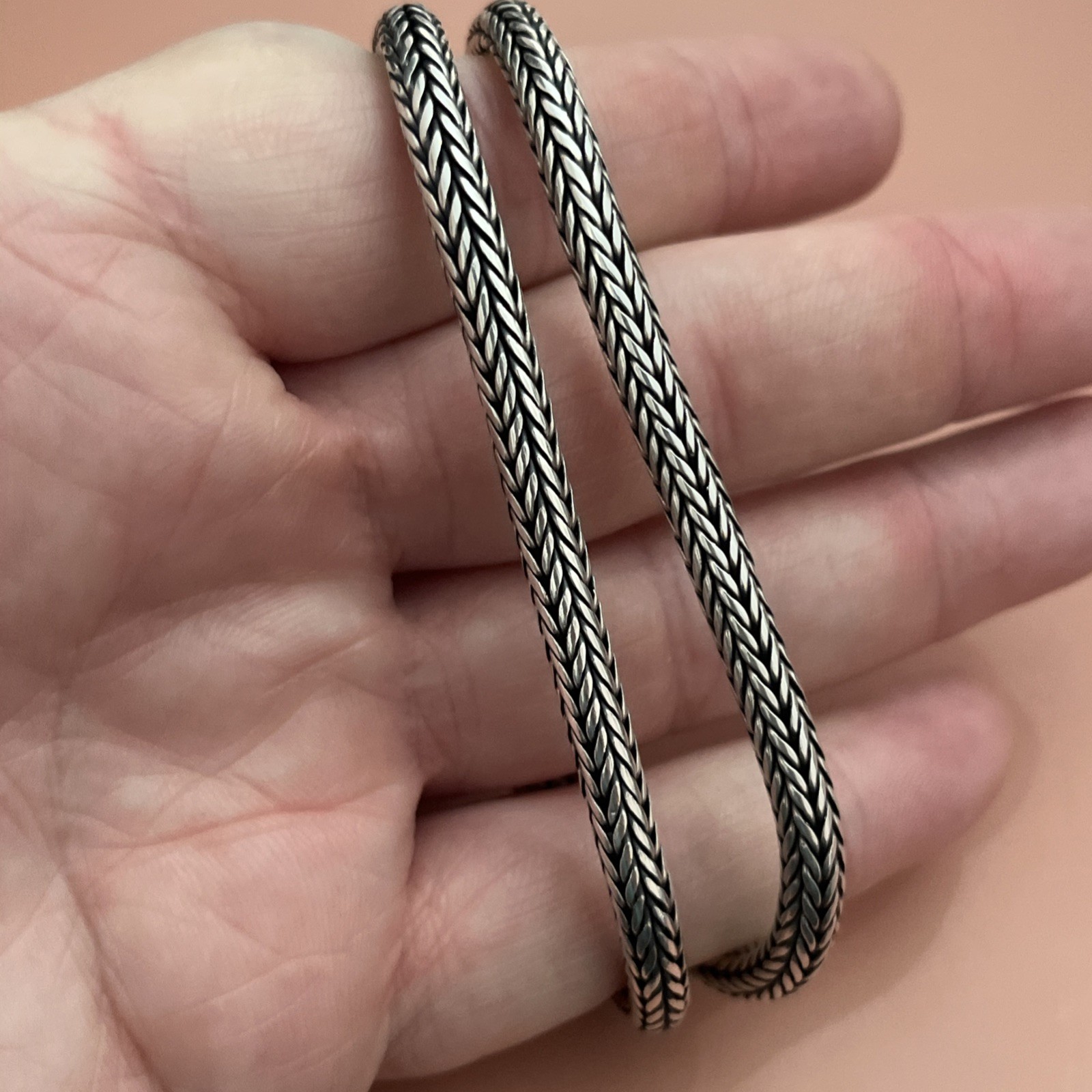 BA Suarti Sterling Silver Foxtail Chain Necklace 18” Long 5mm Wide Heavy 59.5 Gr
