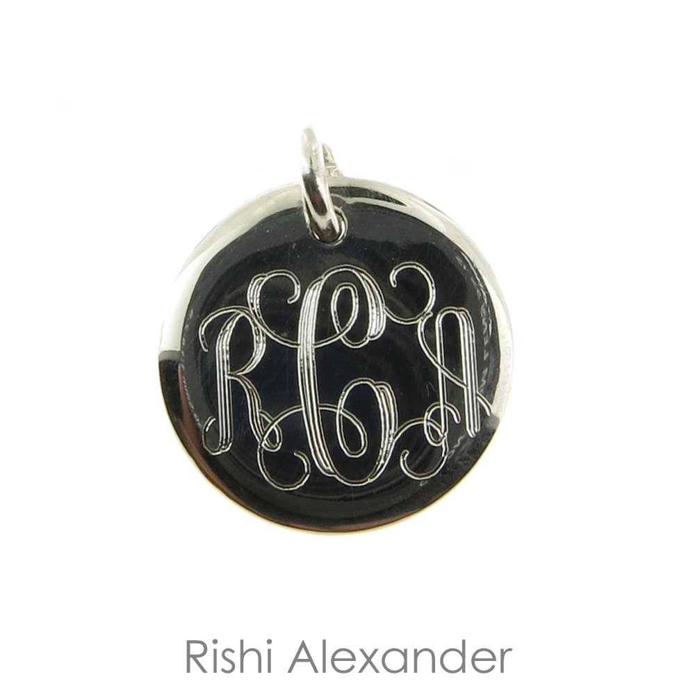 925 Sterling Silver Round Monogram Charm or Personalized Pendant 10mm to 18mm