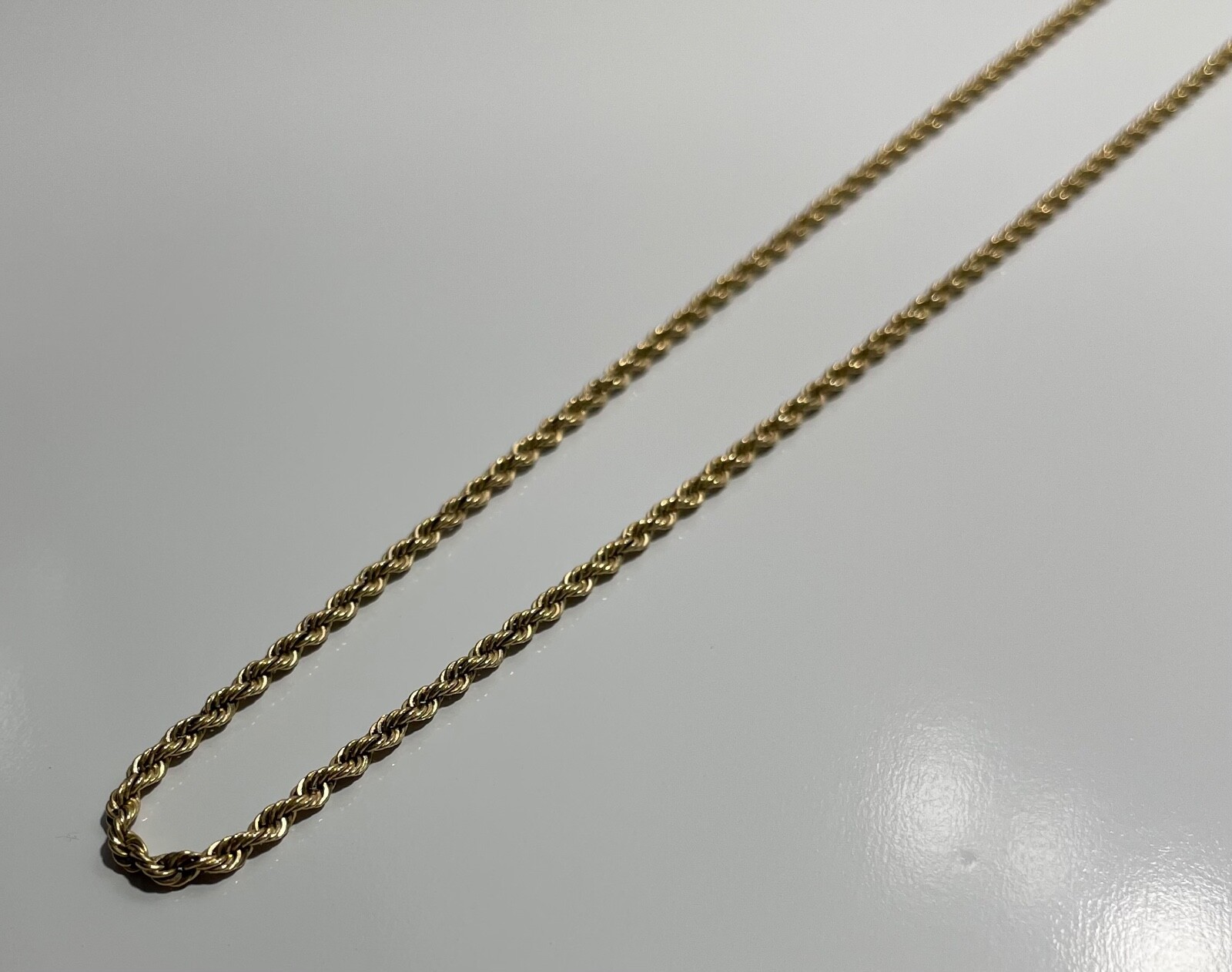 14K Solid Yellow Gold Diamond Cut 2.20mm Rope Chain Necklace Unisex 32 In.