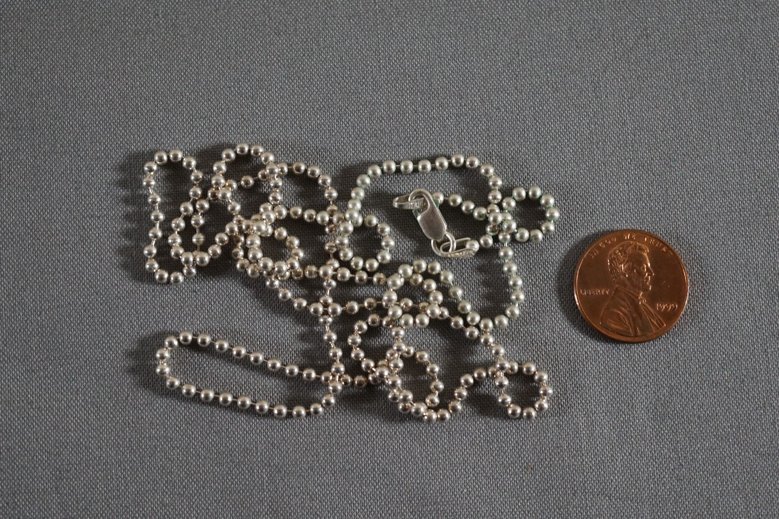 Vtg Sterling Silver Beaded Ball Link Italy Necklace 28″ – 11 Grams