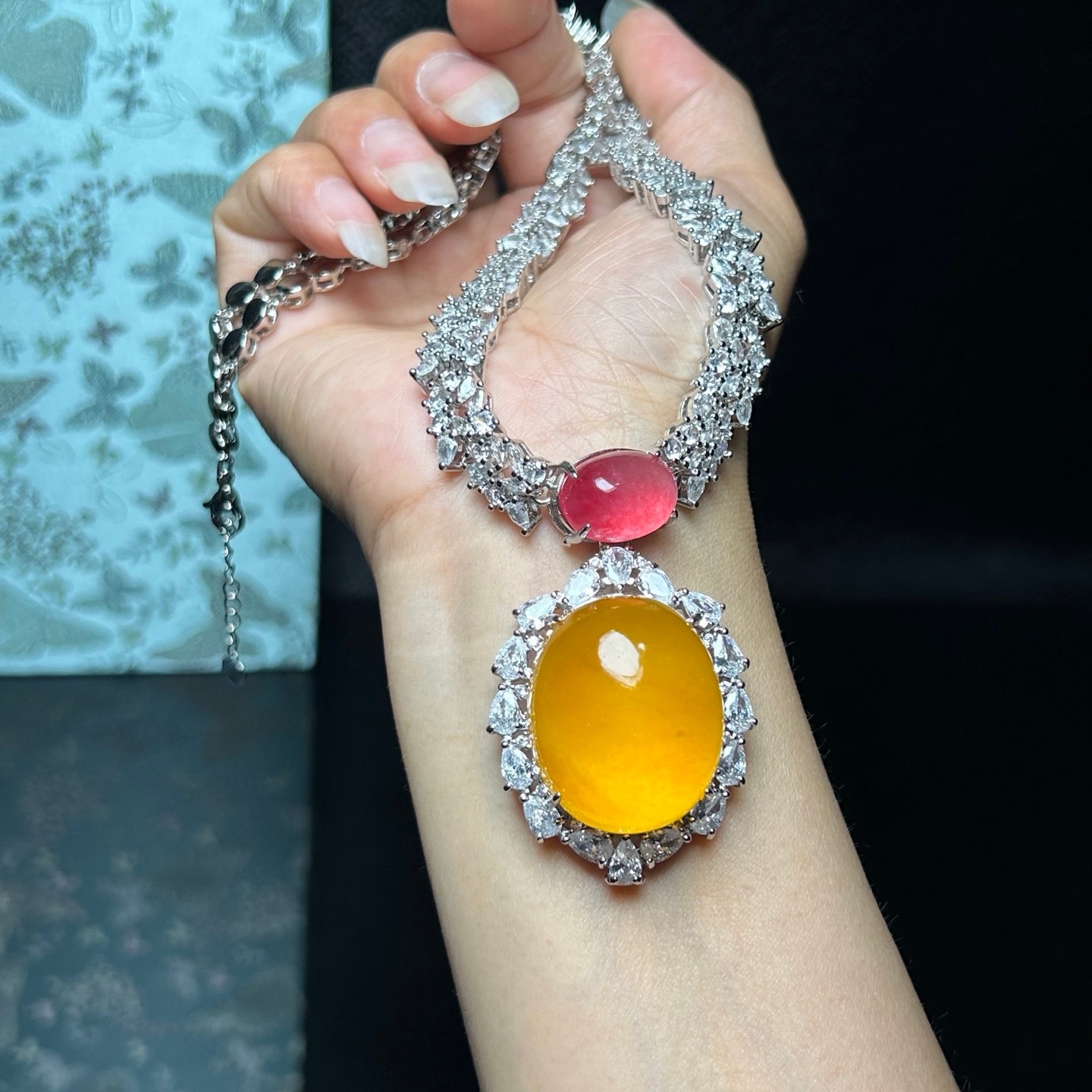 Real Natural Perfect High Ice Yellow Myanmar Jade Jadeite Pendant&Necklaces