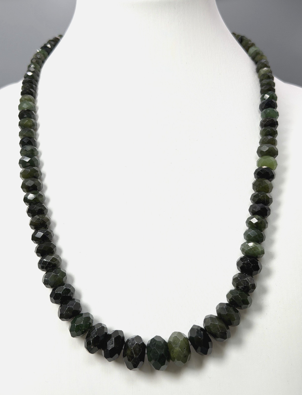 Jay King Natural Pakistan Nephrite Jade Faceted 925 Sterling Silver Necklace