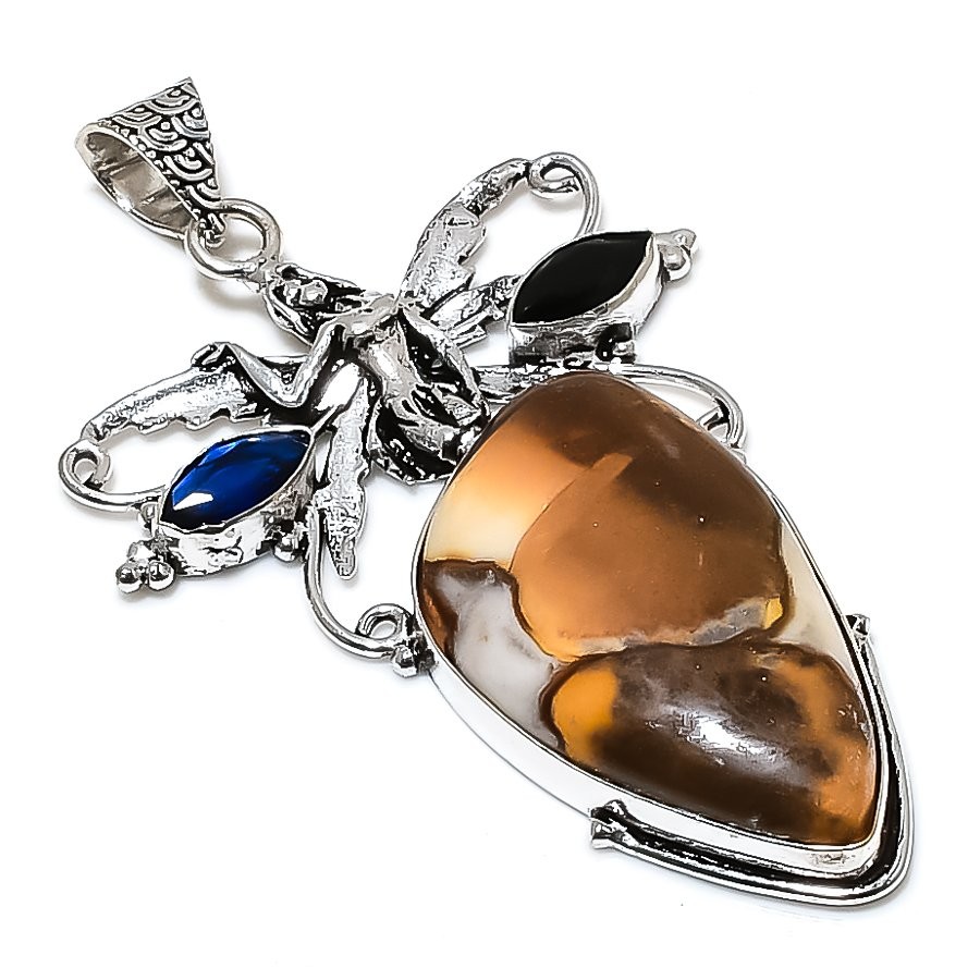 Cobra Jasper, Spinel Gemstone 925 Sterling Silver Jewelry Pendant 2.64″ l240
