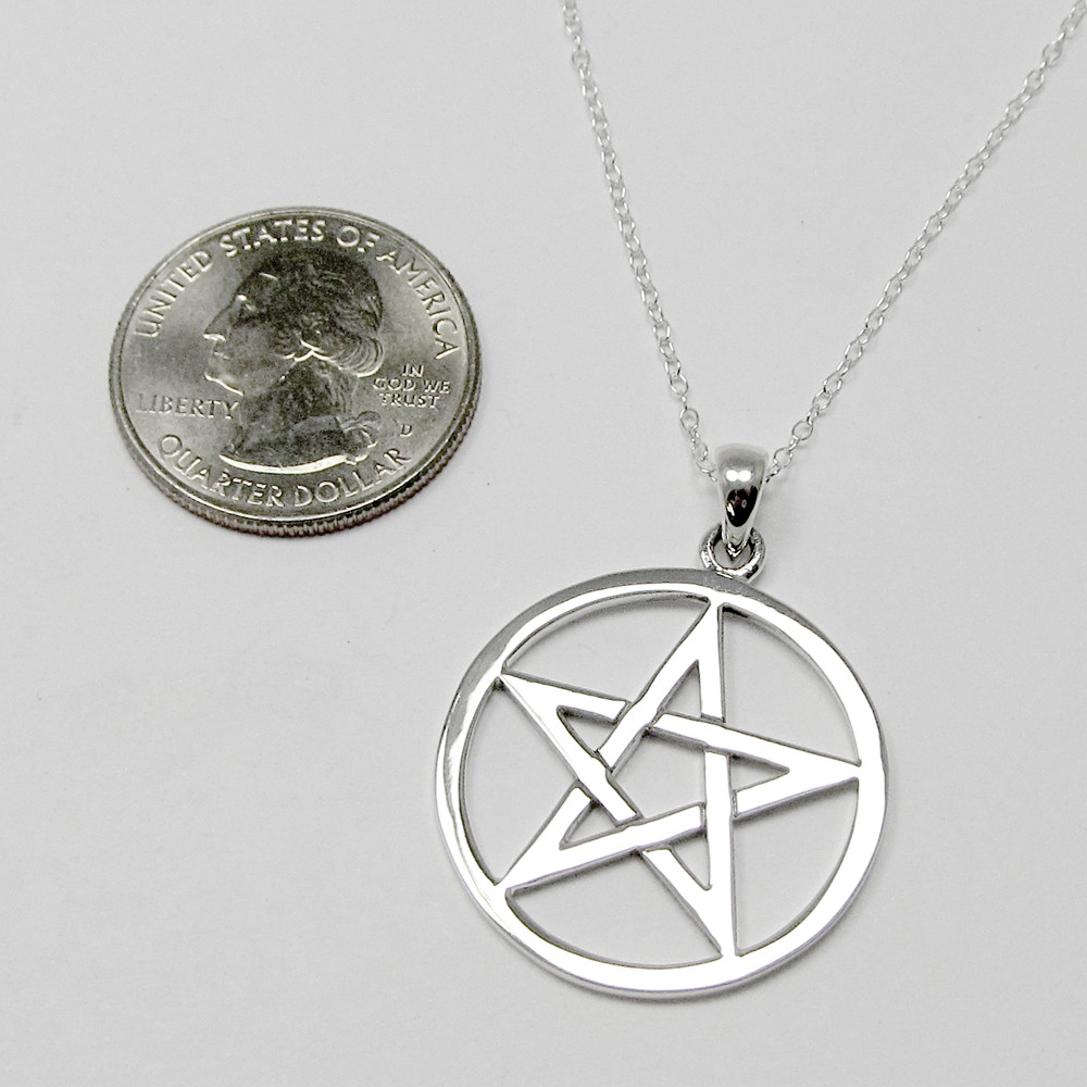 Solid 925 Sterling Silver Pentacle Necklace Pentagram Wicca Jewelry (16-30″)