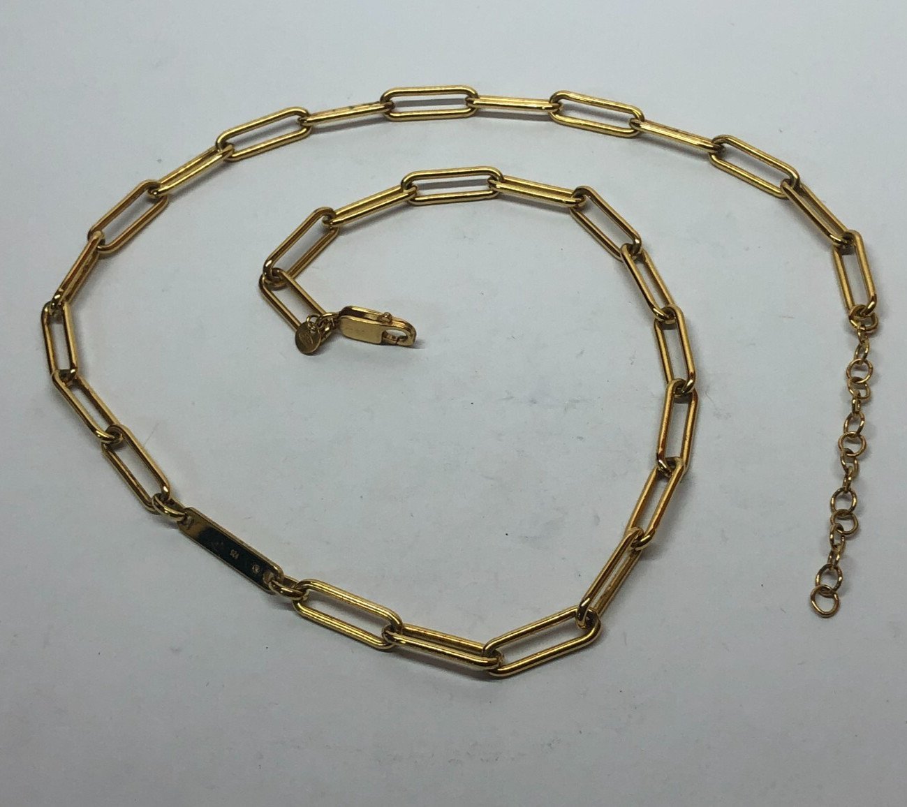 Gold Vermeil Sterling Silver Paperclip ID: Poopy Diamond Necklace 20.5″ [065GRA]