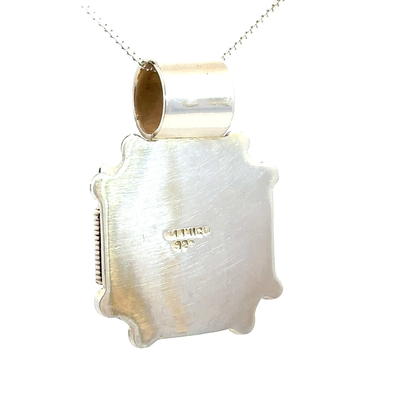 Sterling Silver Malachite Pendant (1 1/8 x 1 1/2 Inch)