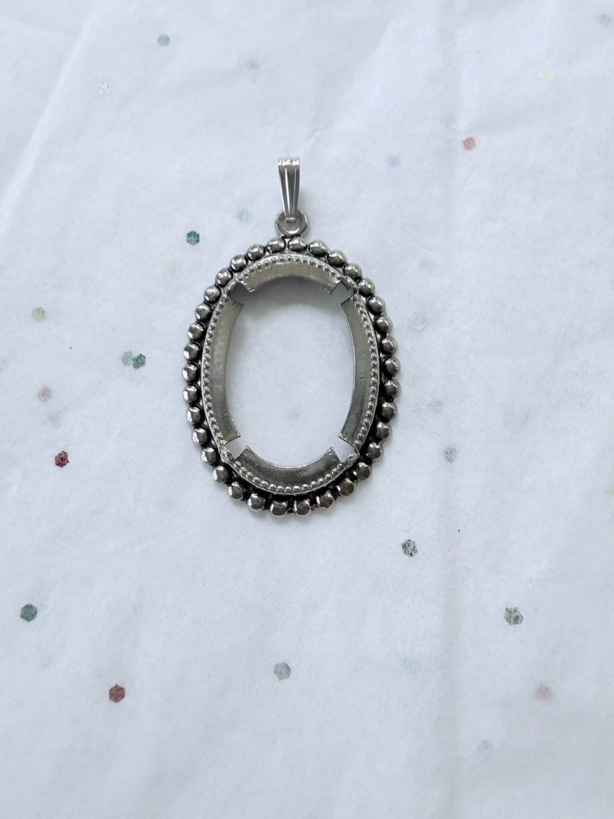 Sterling Silver Oval Cabochon Prong Pendant Mounting