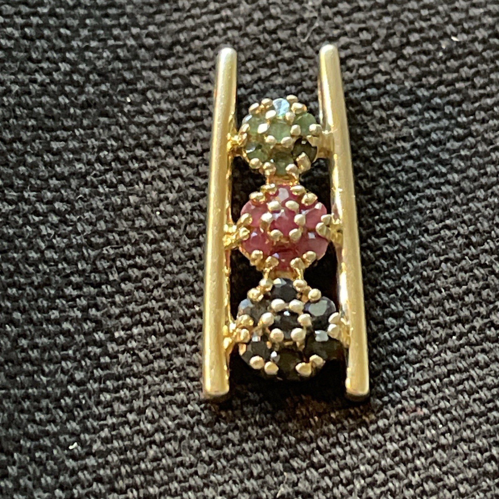 Gold Plated Sterling Silver Vermeil Emerald Ruby Sapphire Pendant Marked 925