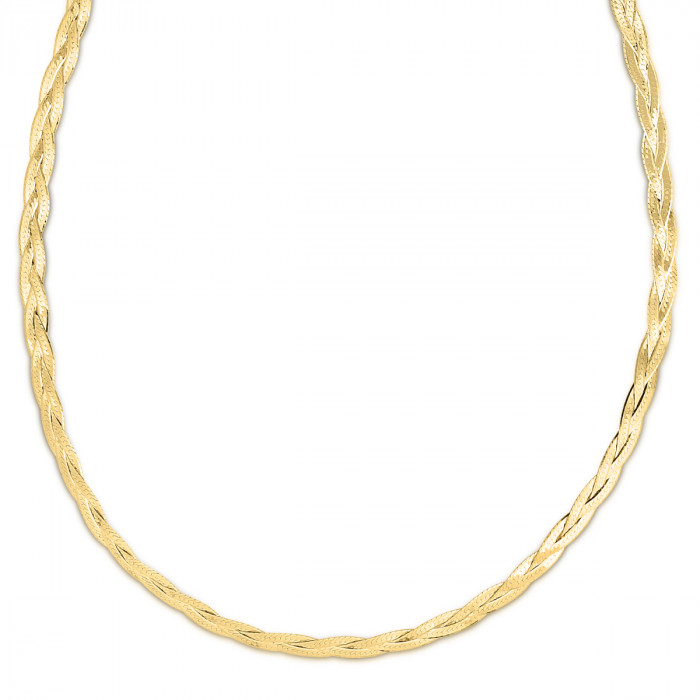 14k Yellow Gold 3.2 MM 16″ Braided Flexible HERRINGBONE Chain Necklace 3.4 Grams