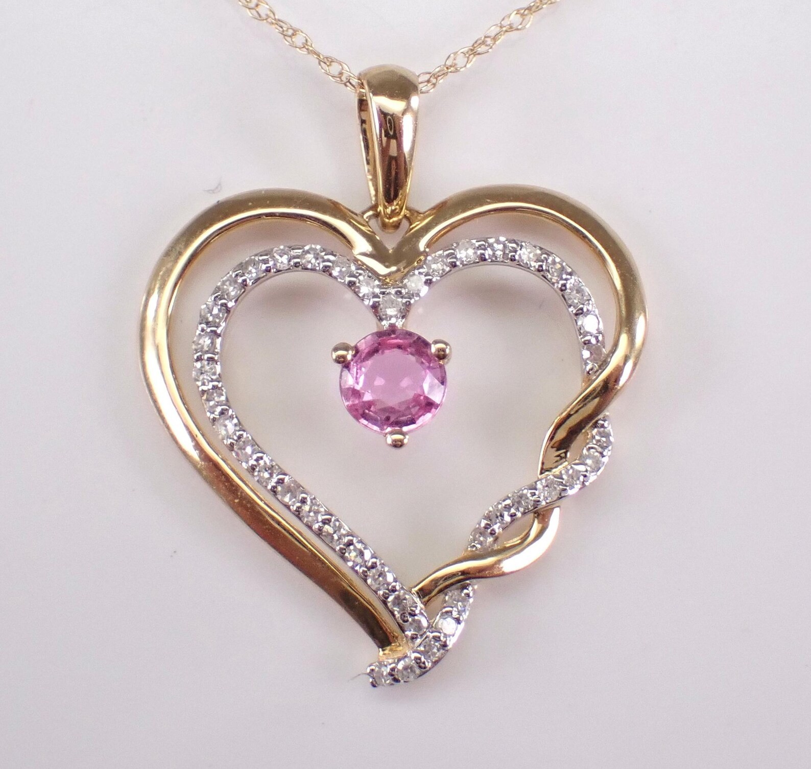 1.40 Ct Lab Created Sapphire & Moissanite Heart Pendant Womens 14K Gold Plated