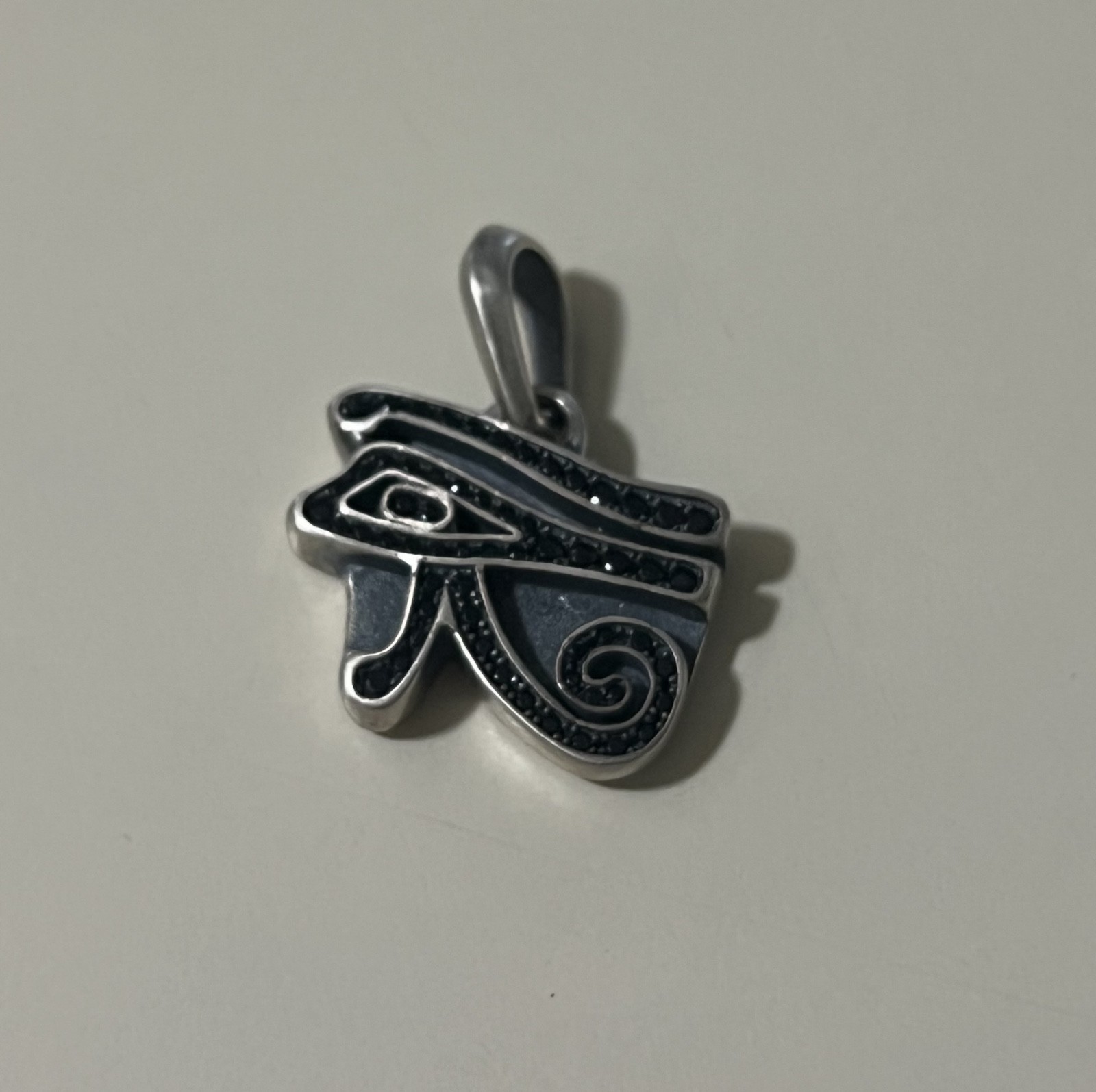 David Yurman Sterling Silver Eye of Horus Pendant with Black Diamonds