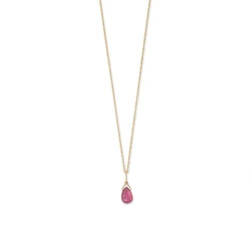 16″ 14 Karat Gold Birthstone Necklace January-December