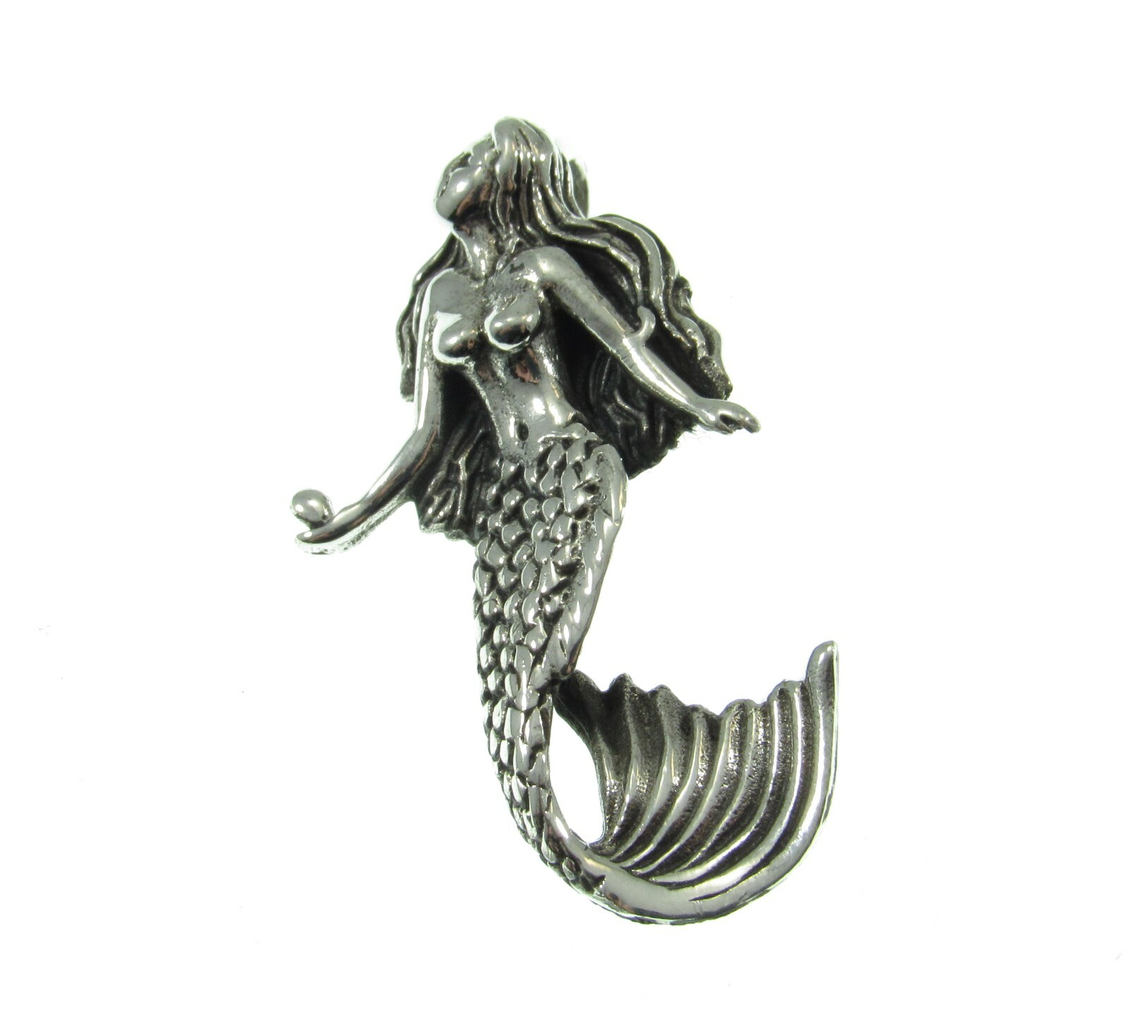 Handcrafted 925 Sterling Silver 3D MERMAID Slide Pendant Aquatic Female Fish
