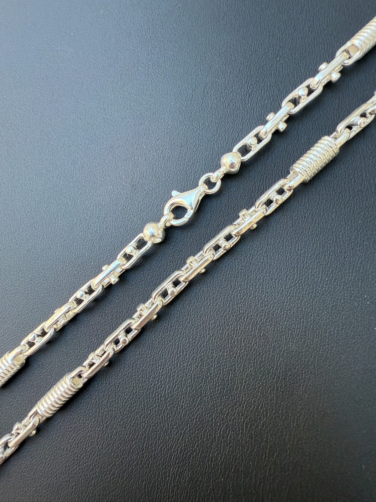 Real 925 Sterling Silver Handmade 5mm Spring Barrel Bullet Rolo Chain Necklace