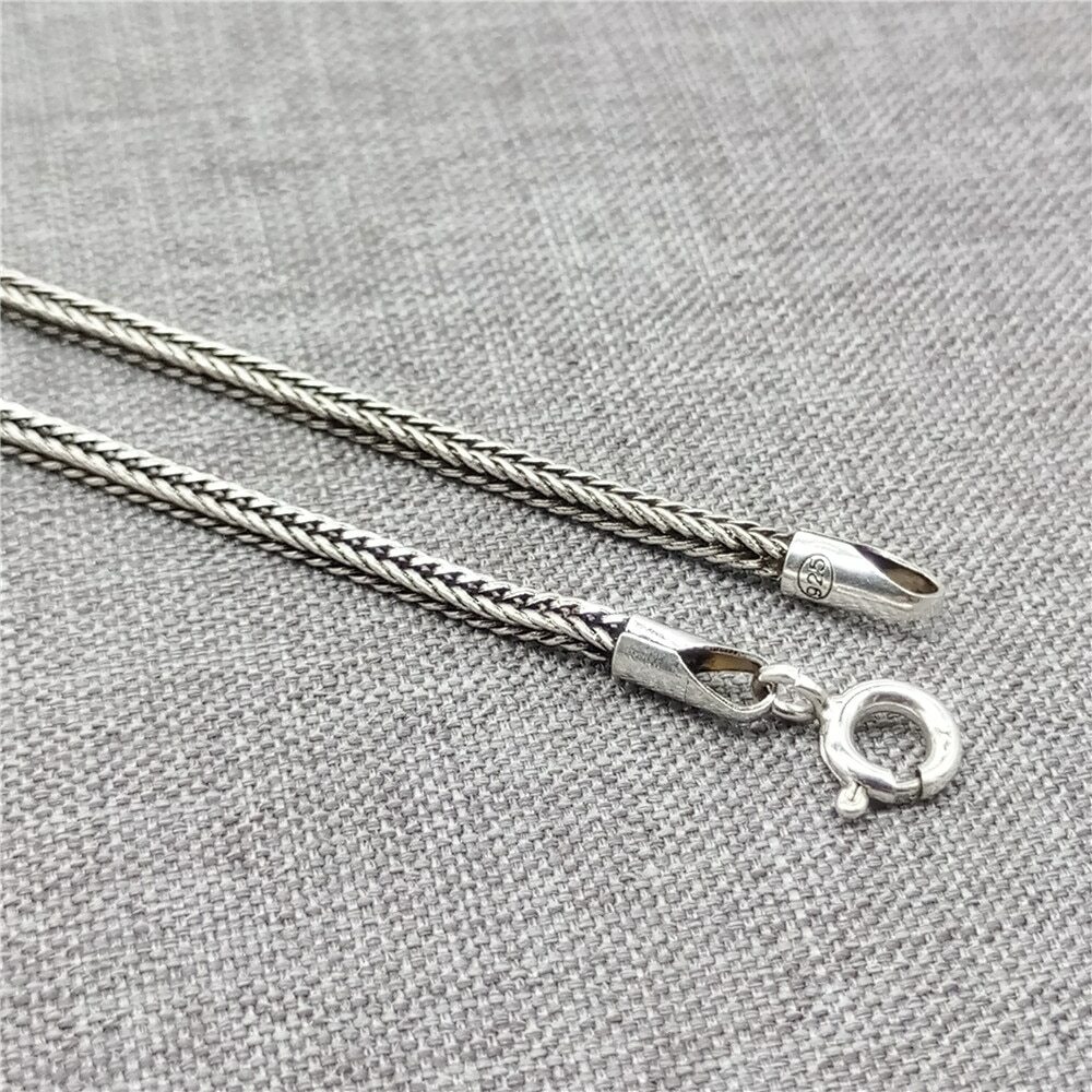 925 Sterling Silver Bali Wheat Chain Necklace 2mm 16 18 20 22 24 26 28 30 32”