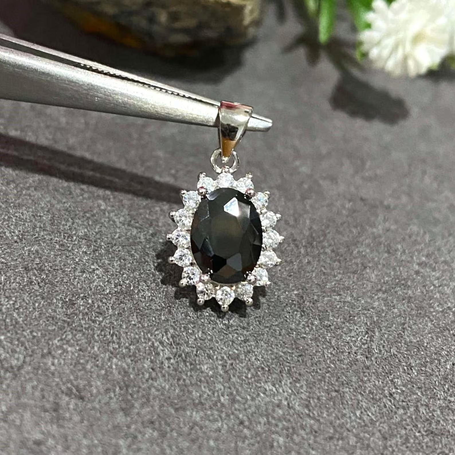 4.50 Ct Round Cut Natural Black Diamond 14K Solid White Gold Beautiful Pendant