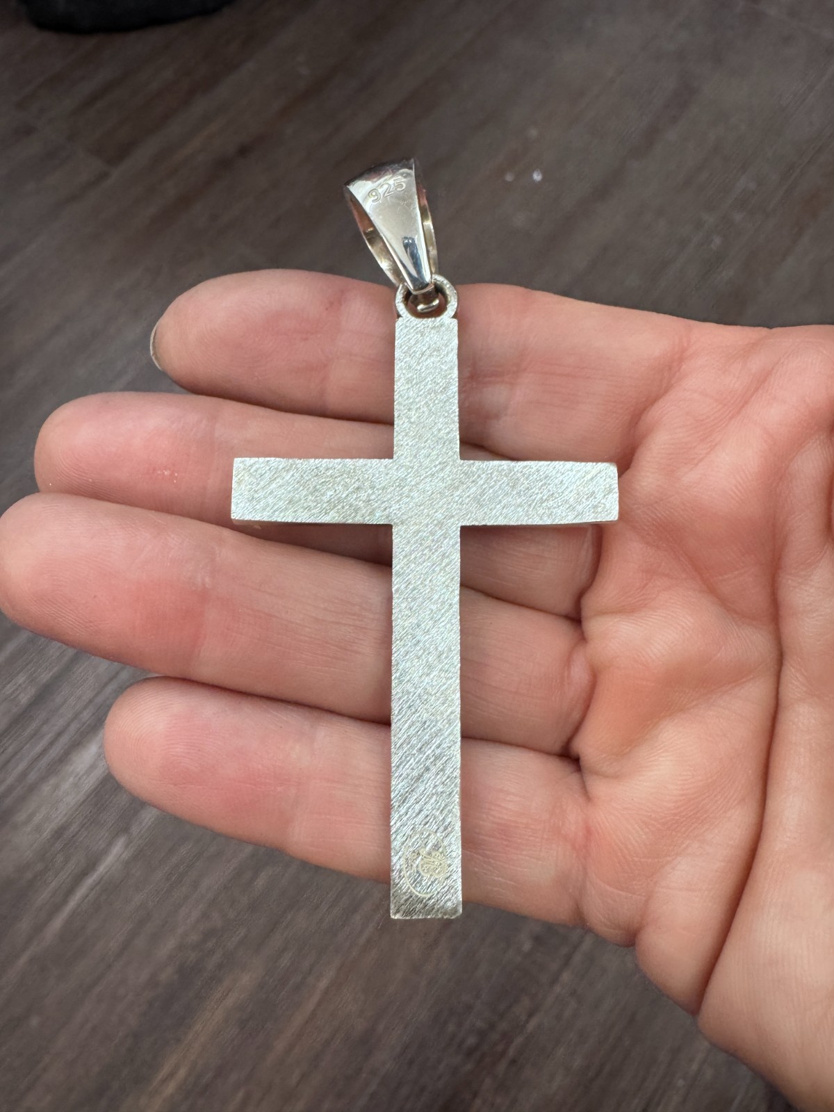 Large Cross Thick Pendant Beveled Plain Polished Silver 10- 20mm bail