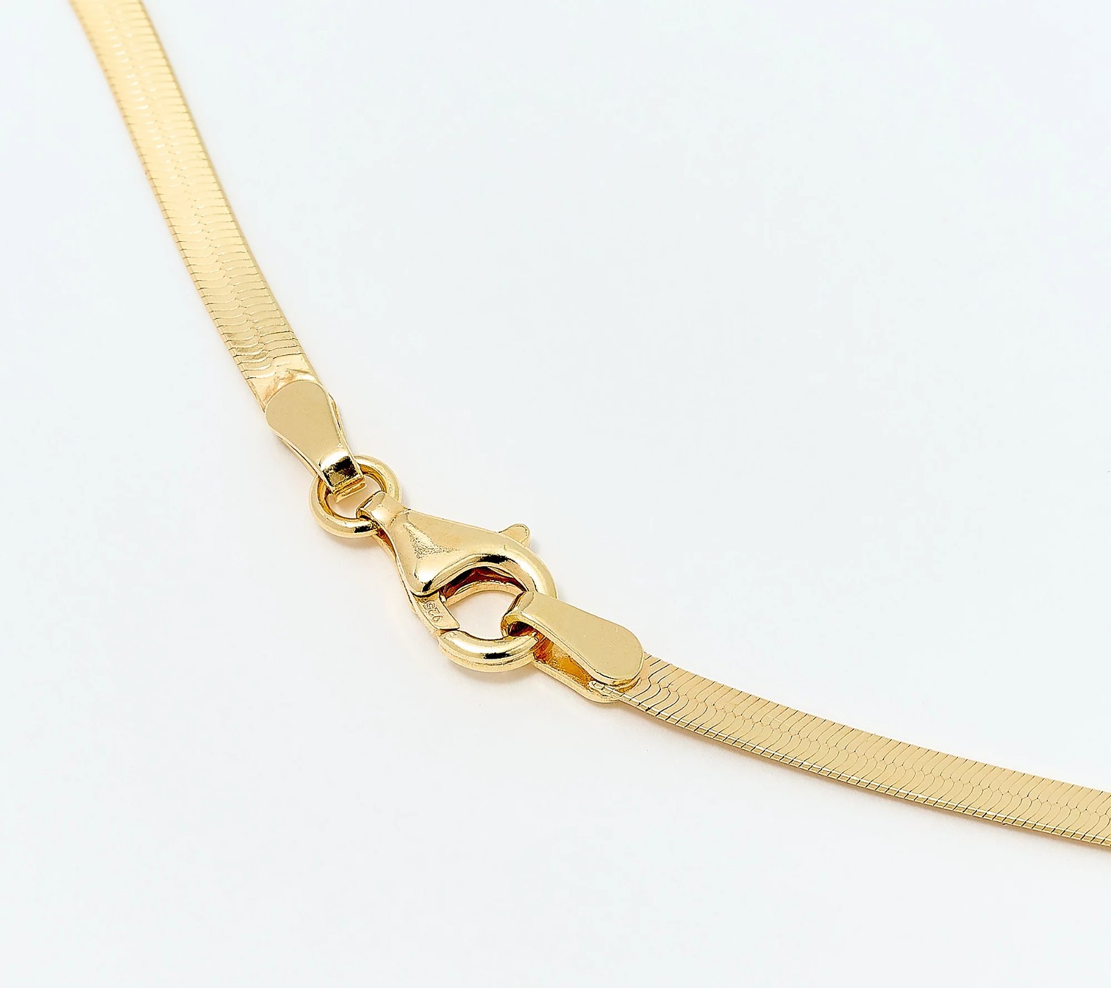18″ Polished Reversible Herringbone Chain Necklace 14K Yellow Gold Plated Silver