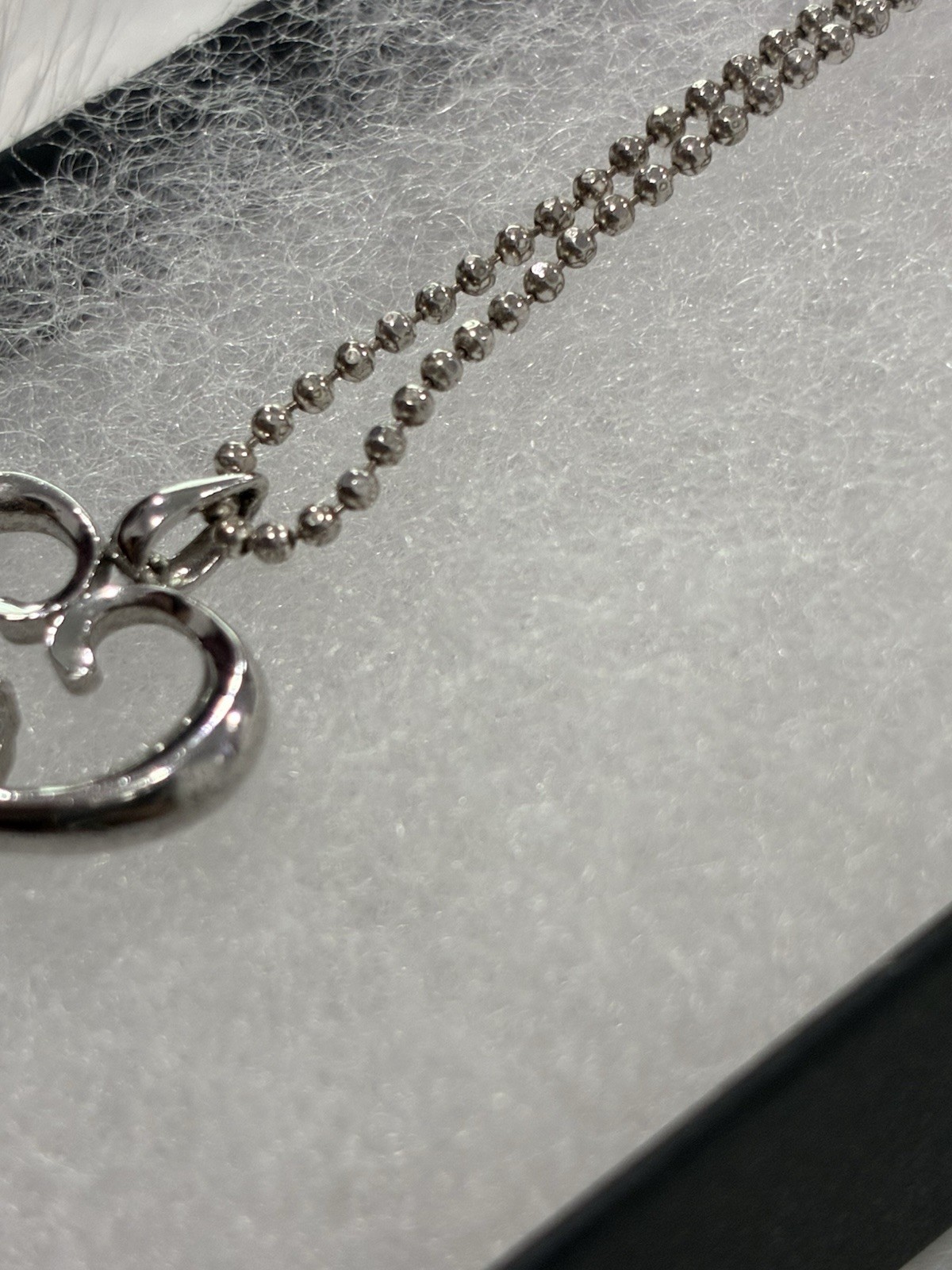 Sterling Silver 925 Heart Love Charm Pendant Ball Chain Lobster Clasp Signed