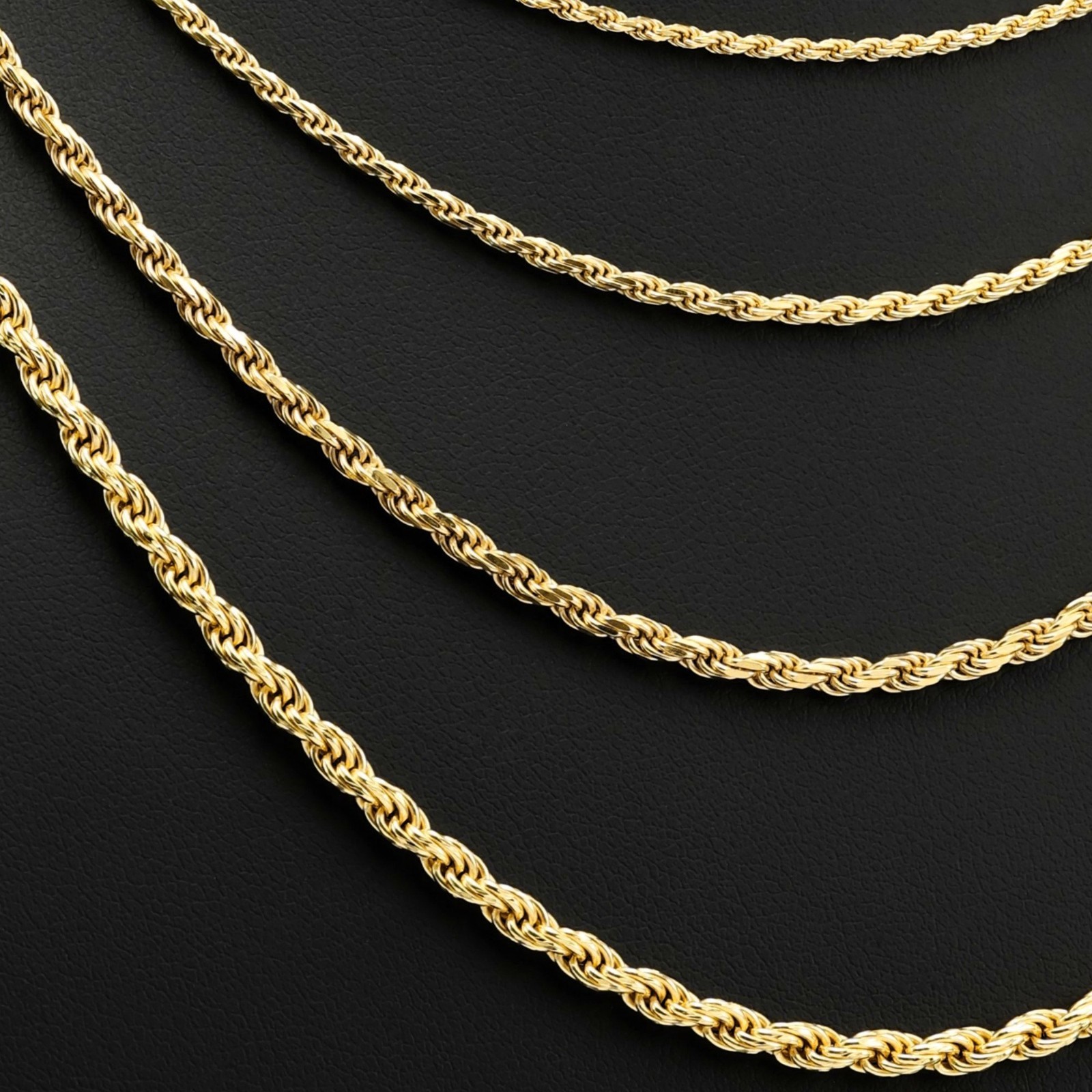 Gold 1.5mm-3mm Rope Chain Italian Pendant Necklace 18″-26″ 925 Sterling Silver
