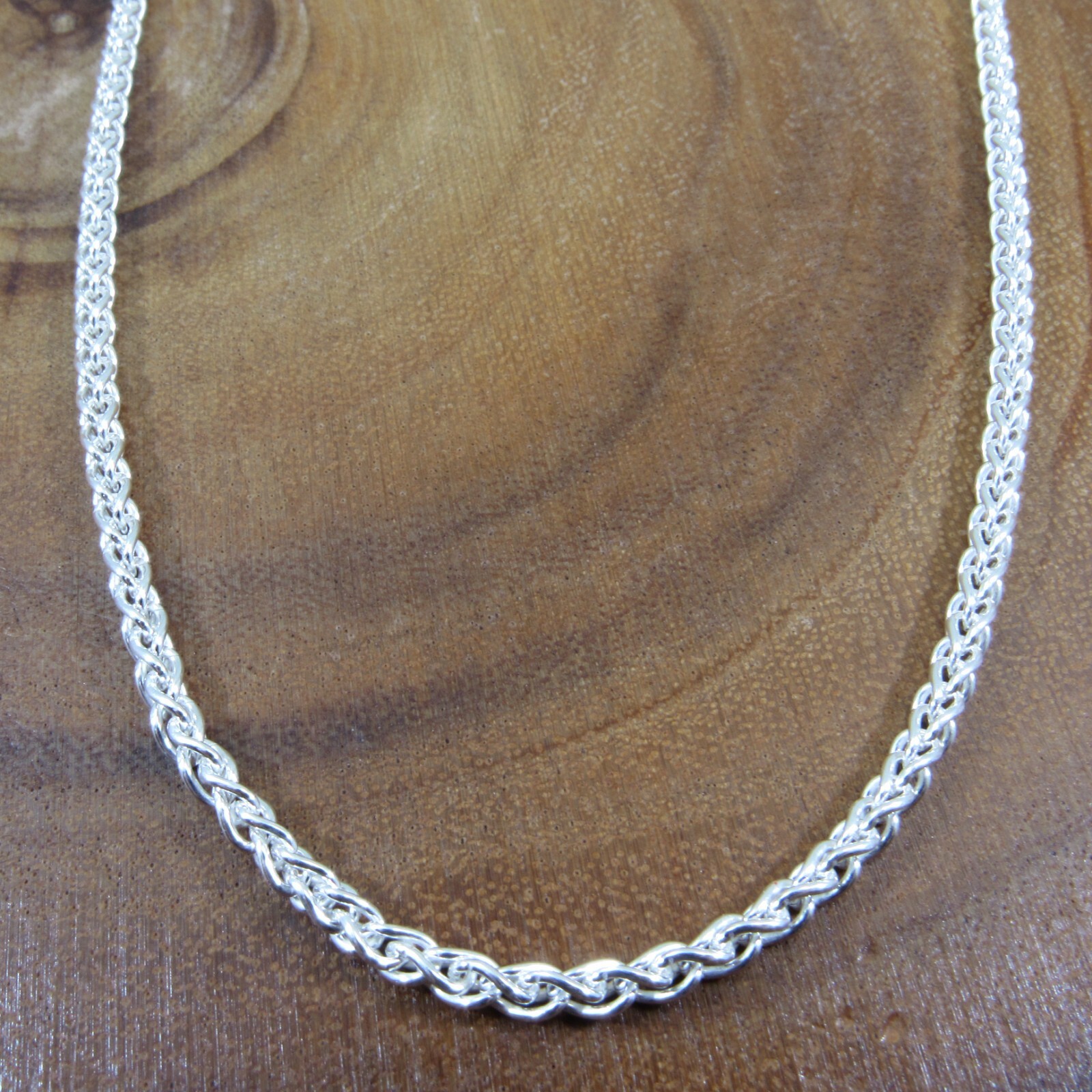 3.5MM Solid 925 Sterling Silver Italian SPIGA WHEAT CHAIN Necklace Made In Italy