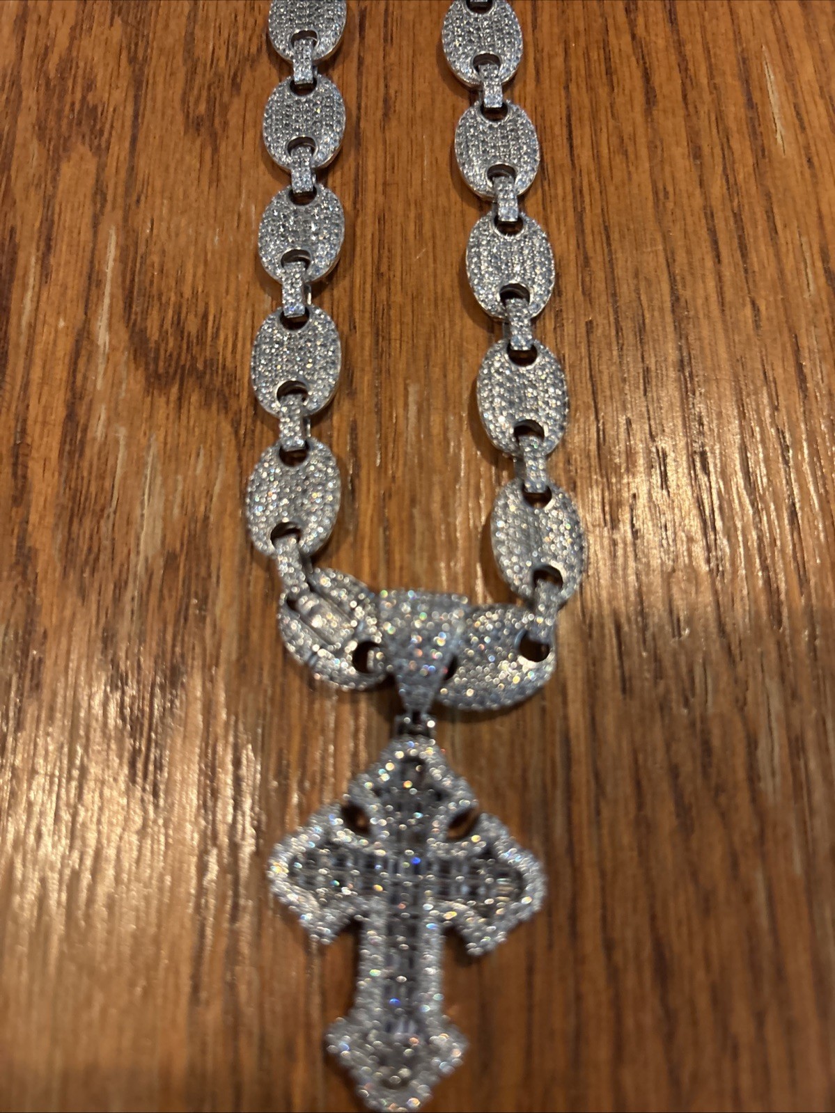 925 Silver Chain Iced Out VVS Moissanite with Cross Pendant