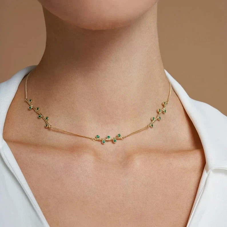 0.40Ct Lab Created Diamond 14k Yellow Gold Over Delicate Necklace Women’s Gift