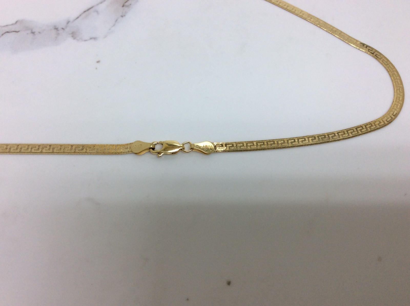 10K SOLID YELLOW REAL GOLD REVERSIBLE GREEK KEY HERRINGBONE Necklace 5.3g 18”
