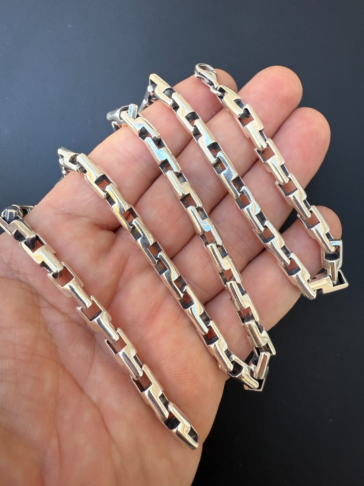 Handmade Custom 6mm Bullet Rolo Chain Necklace Real 925 Sterling Silver Oxidized