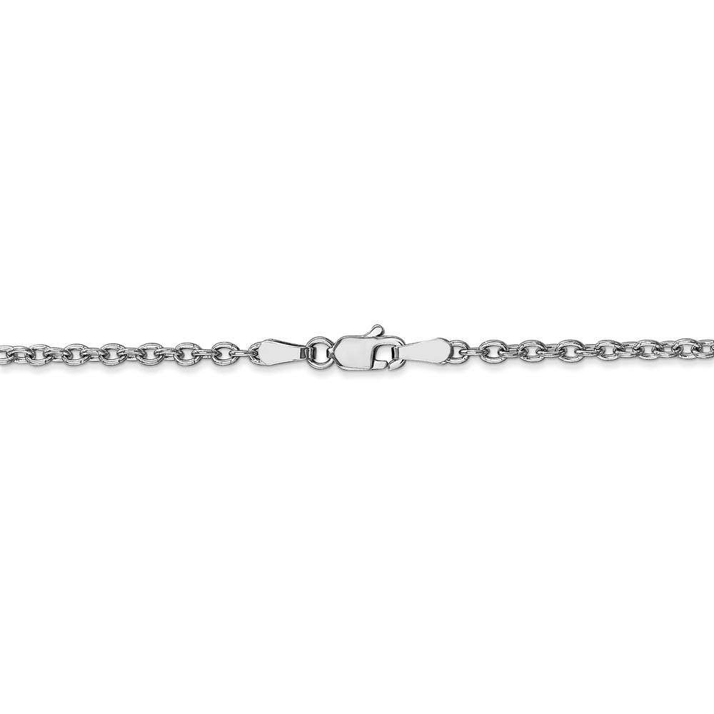 2.4mm, 14k White Gold Solid Link Cable Chain Necklace