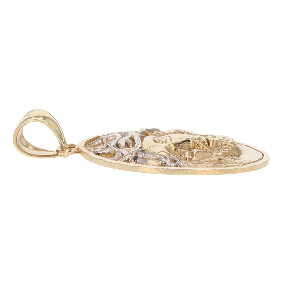 1″ Religious Jesus Face Oval Shaped Pendant No Chain 10k Multi-Tone Gold 1.70g
