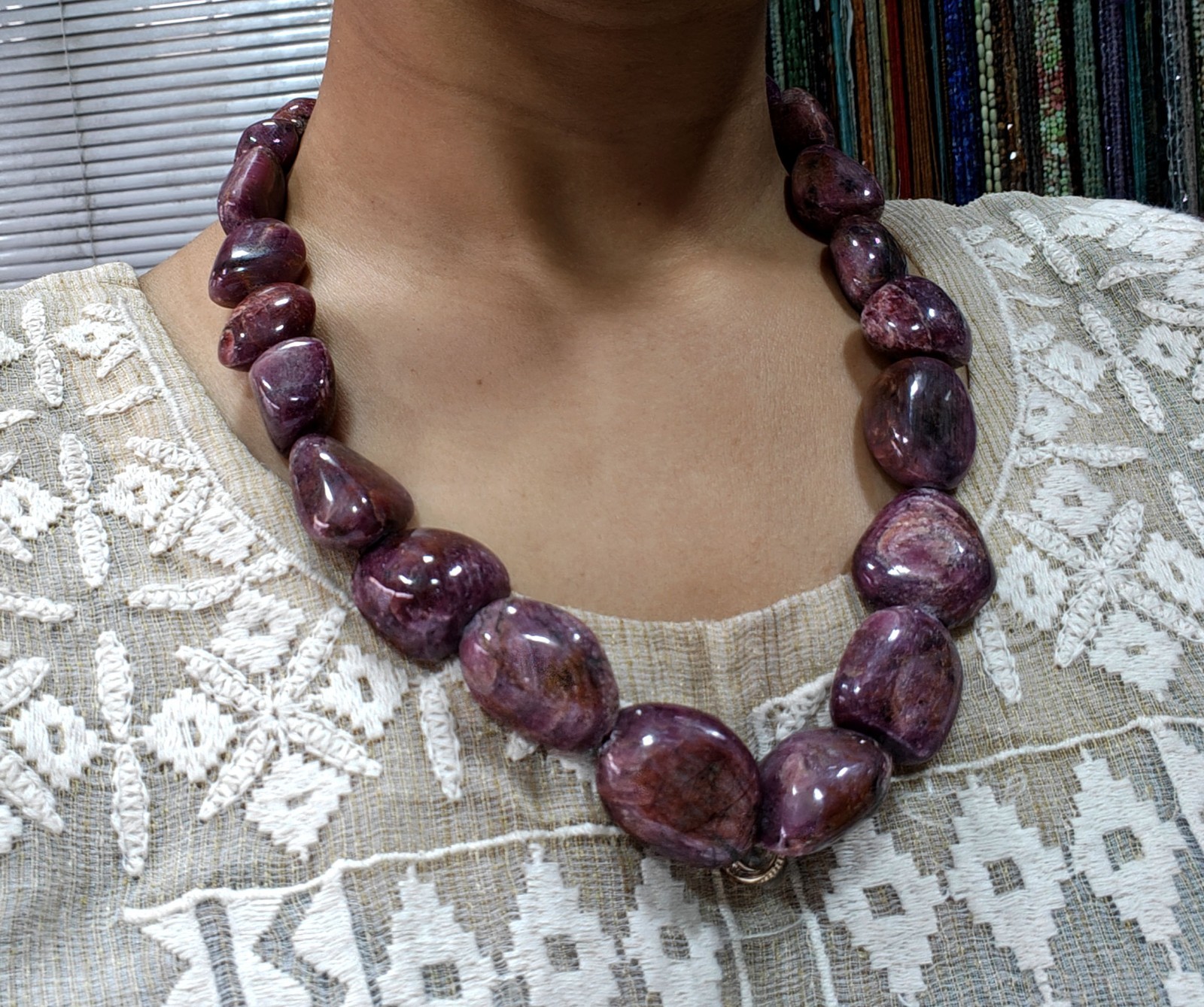Natural Indian Ruby Tumble Beads Necklace: Handmade AAA+ Quality, 20 Inches Bead