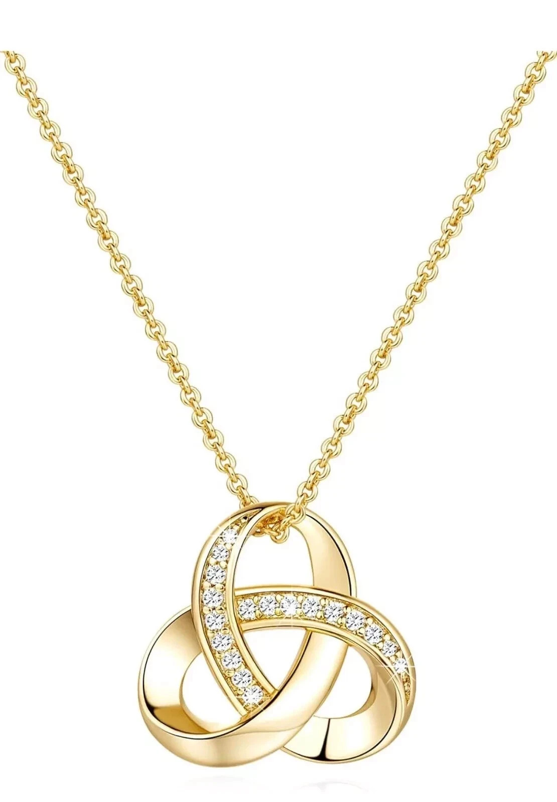 1.00Ct Real Moissanite Trendy Love Knot Infinity Pendant 14K Yellow Gold Plated