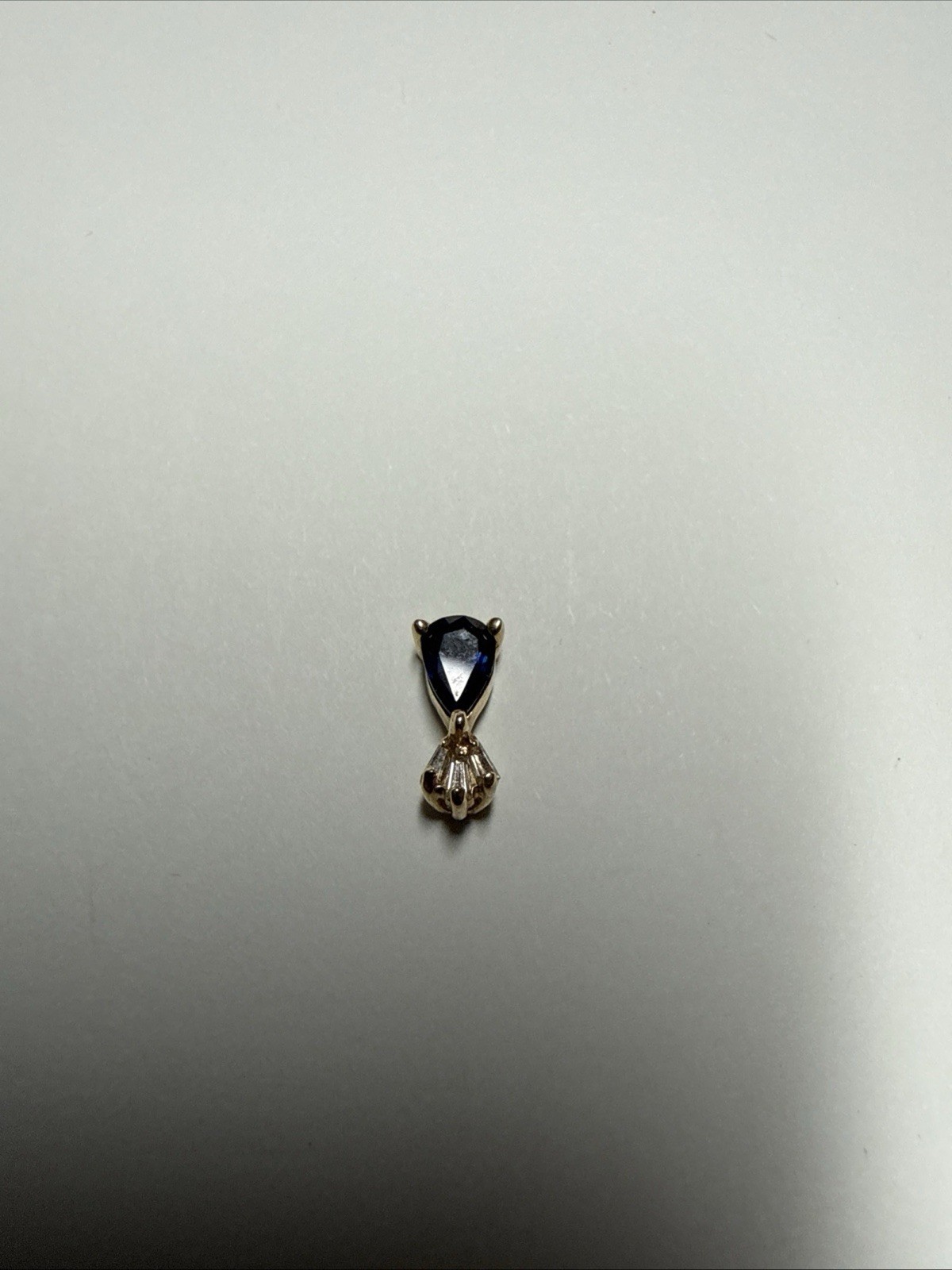 Solid 14K Yellow Gold Natural Sapphire Women’s Ladies Teardrop Pendant