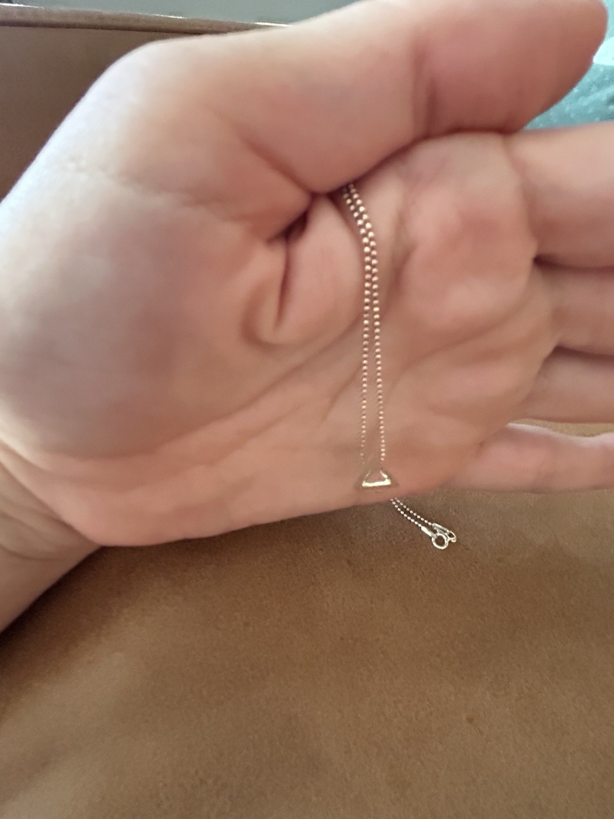 Silver Pyramid Pendant Necklace On A Stamped 925 Silver Chain 16 Inches ￼