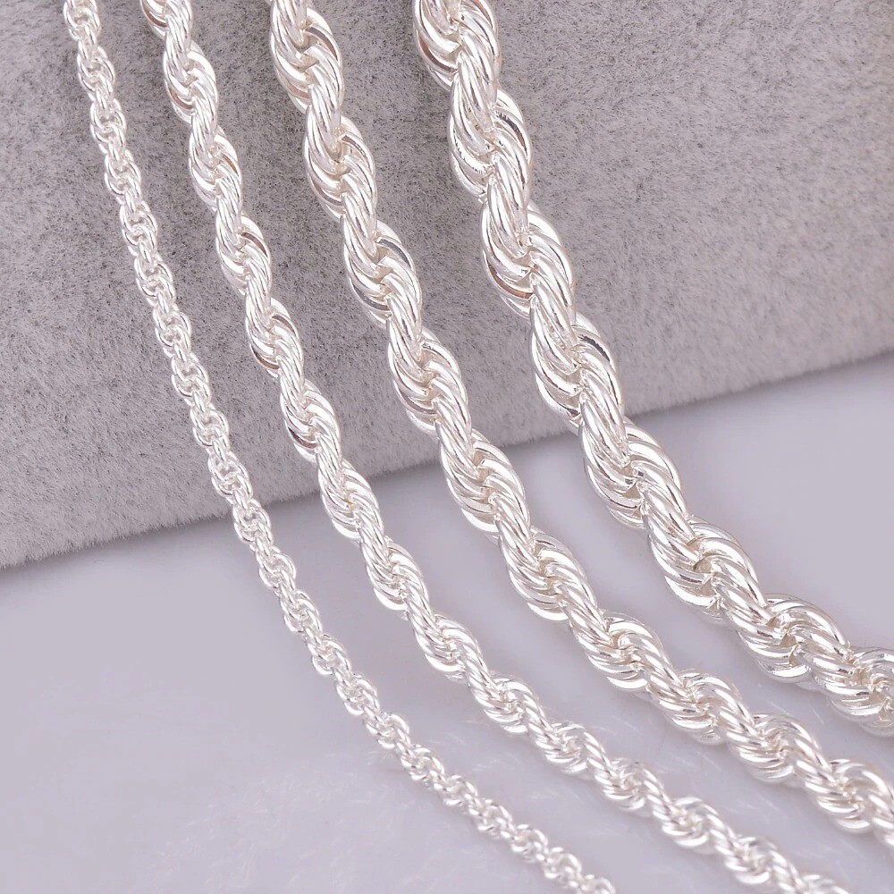 2mm/3mm/4mm/5mm 3 Colors Rope Twist Chain Necklace Width 40-80cm unisex Jewelry