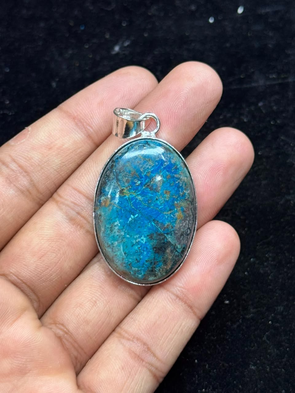 Natural Azurite 925 Sterling Silver Pendant Handmade Jewelry