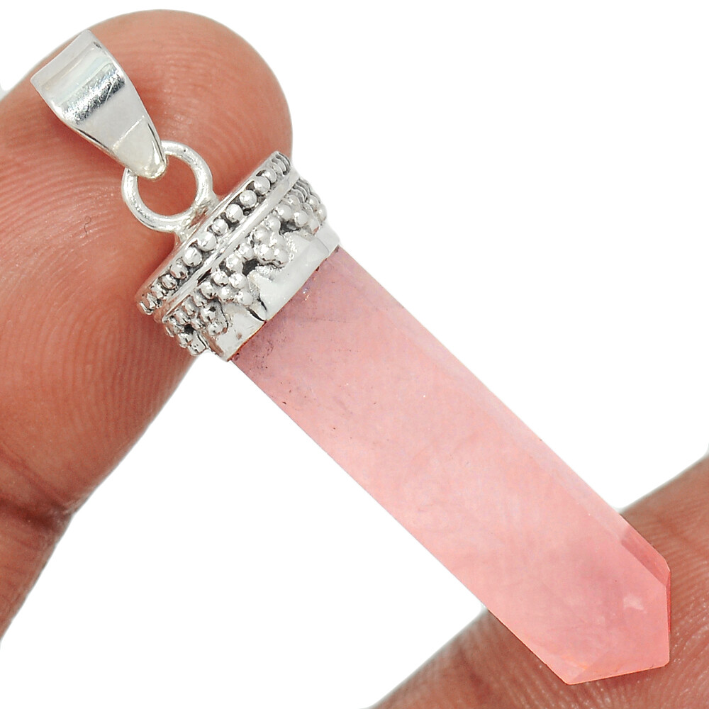Natural Rose Quartz – Madagascar 925 Sterling Silver Pendant Point CP38683