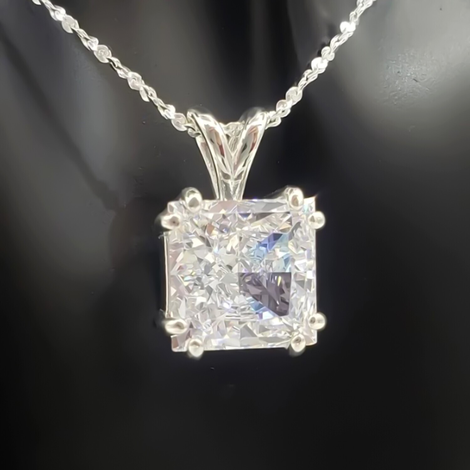 5.65 Ct Princess Cut Diamond Pendant 925 Silver Holiday Jewelry Gift