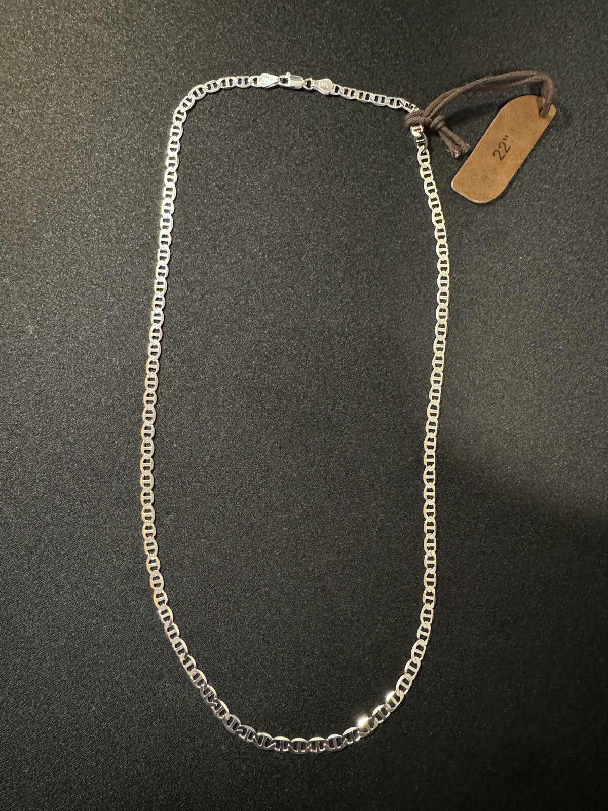 Italian .925 Sterling Silver 4.5MM Flat Mariner Link Chain Necklace 22”