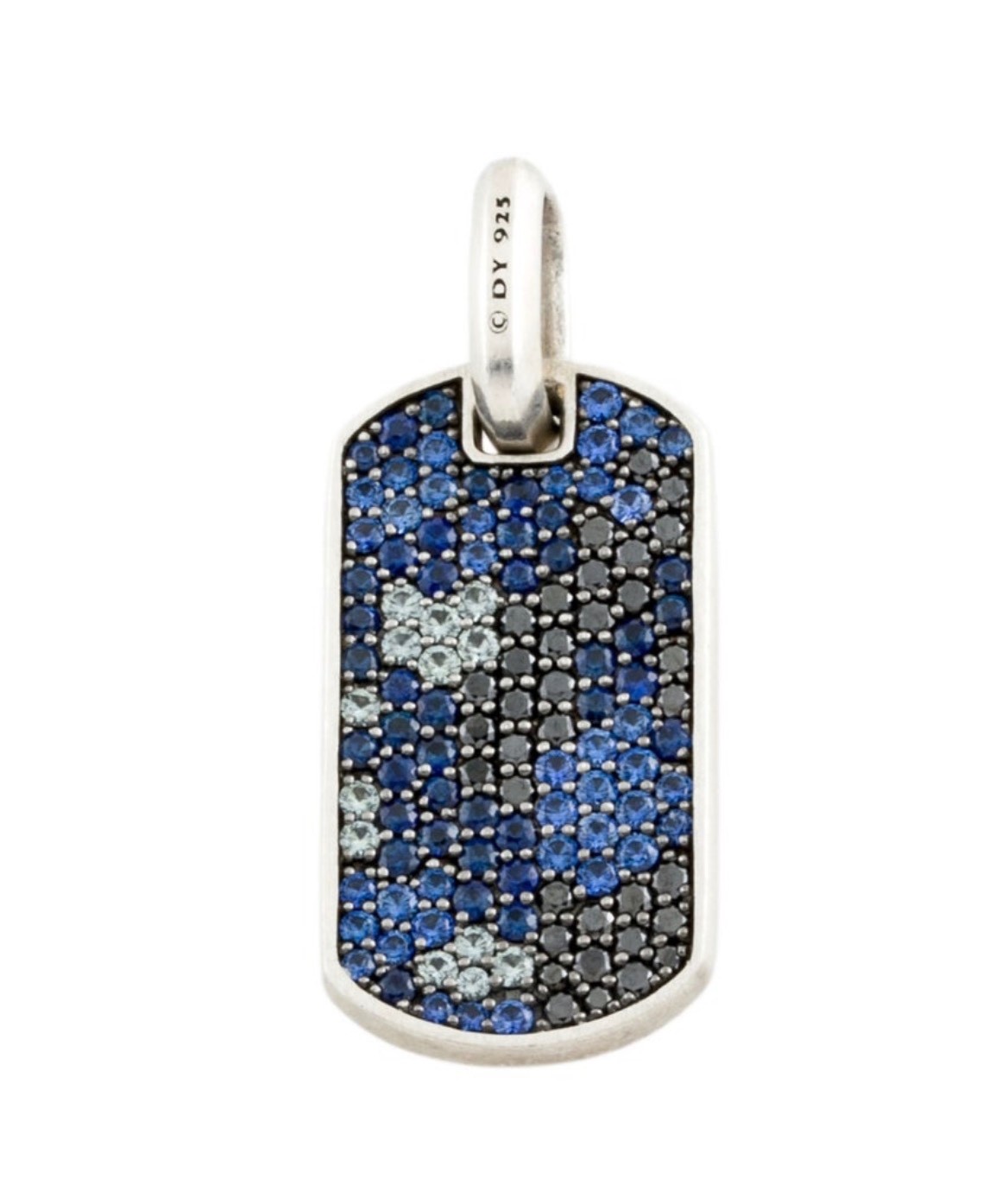 DAVID YURMAN SAPPHIRE & DIAMOND STERLING SILVER 925 CHEVRON TAG PENDANT