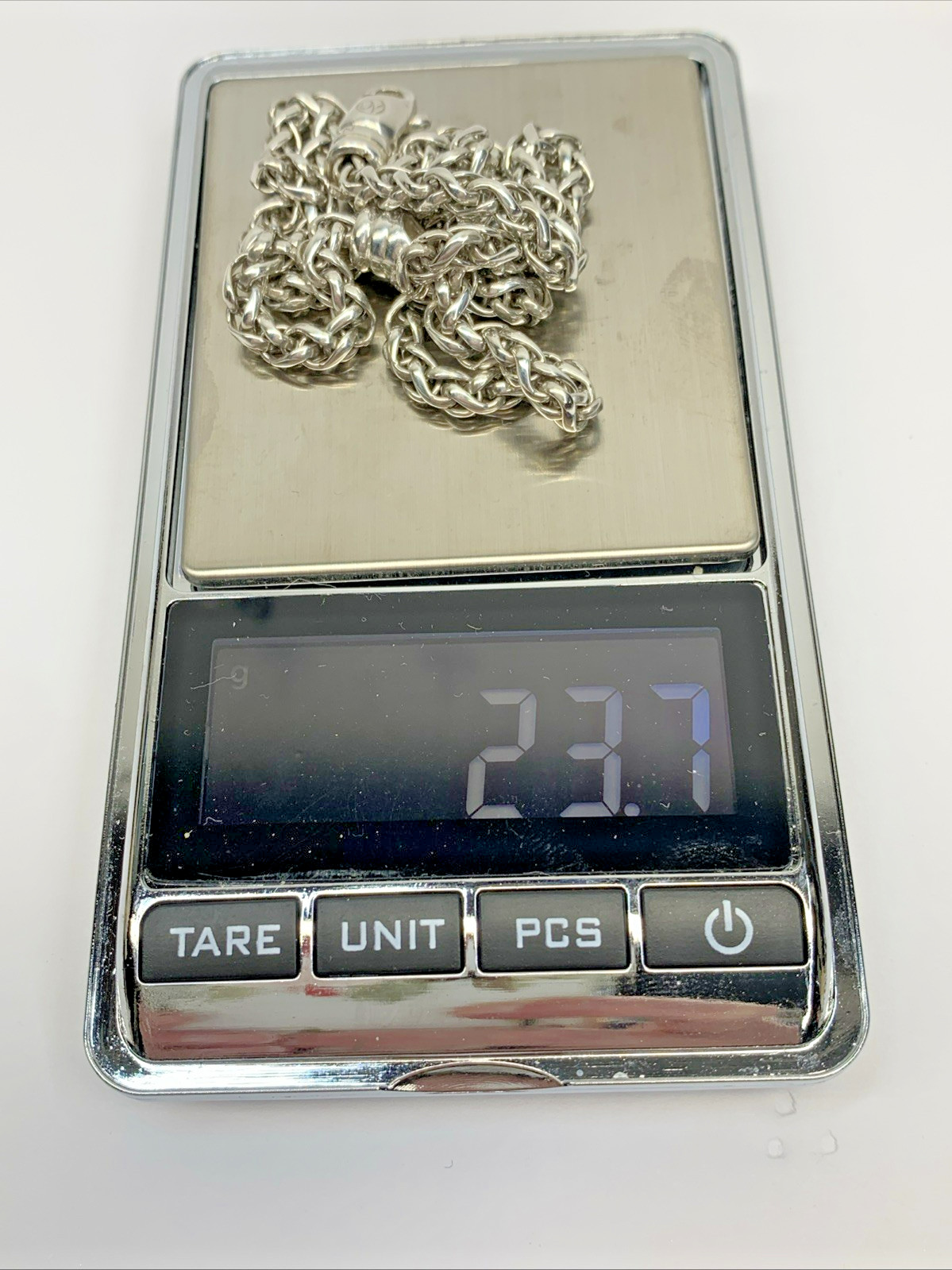 David Yurman Signed 925 Sterling Silver 4mm Wheat Weave Chain Necklace 16″ 23.5g