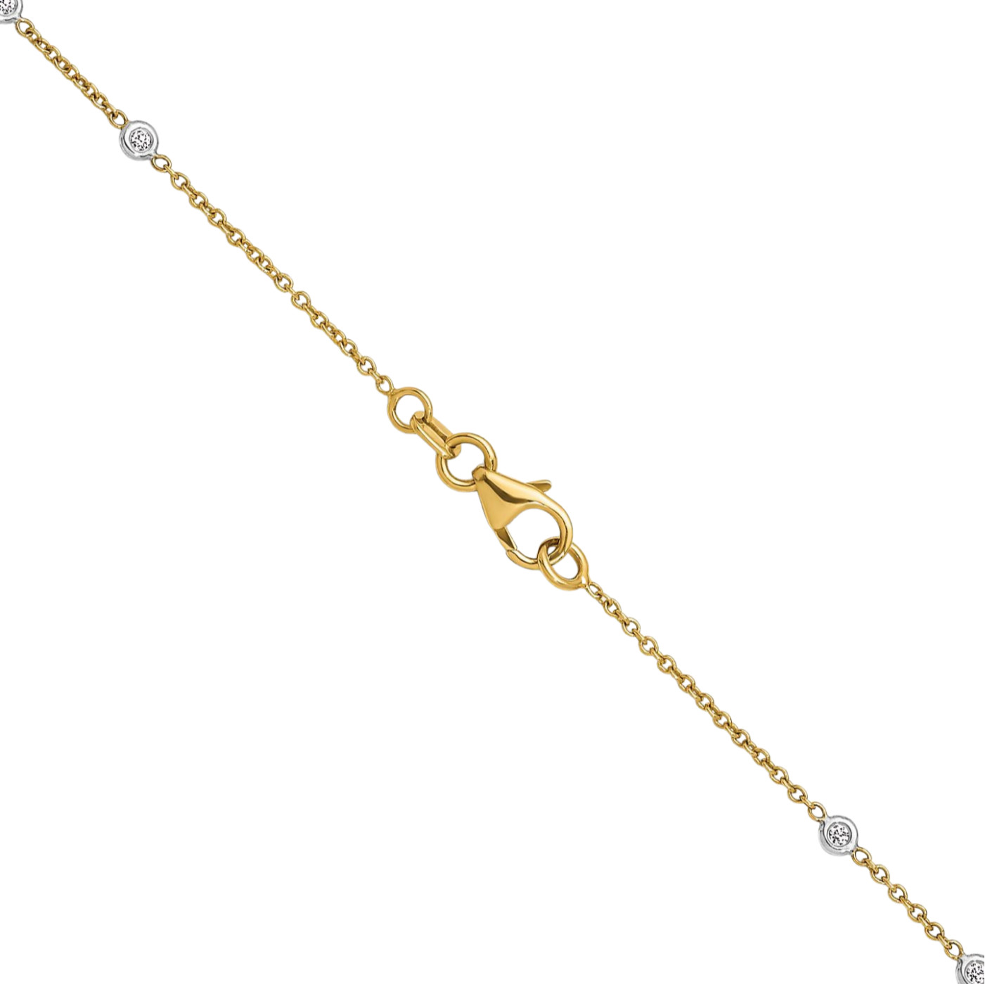 14K Solid Two Tone Gold 0.32 ct Lab Created Diamond 1.25mm Dainty Station Cable