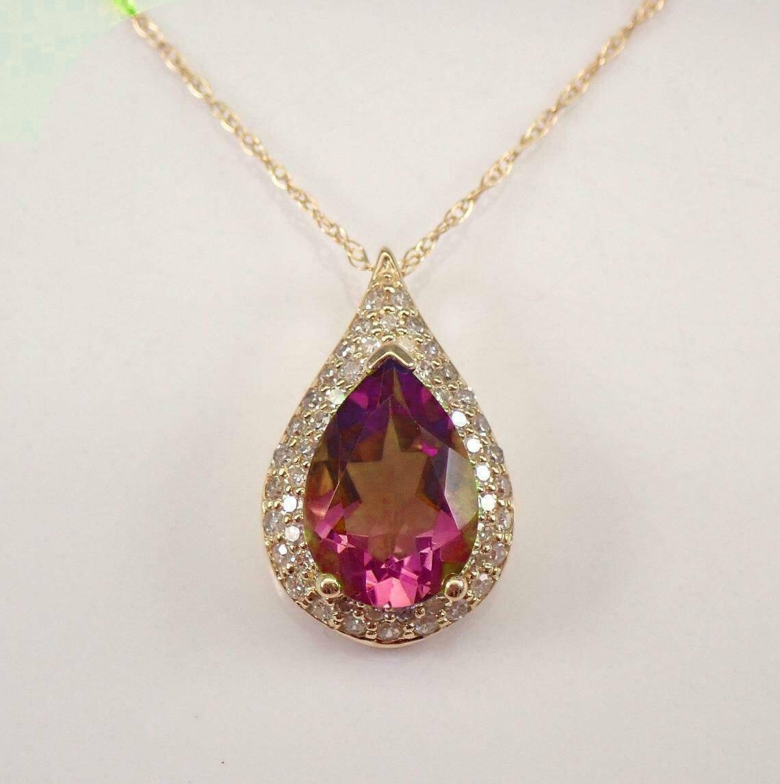3.50Ct Pear Cut Ruby Diamond Teardrop Pendant 14K Yellow Gold Finish Free Chain