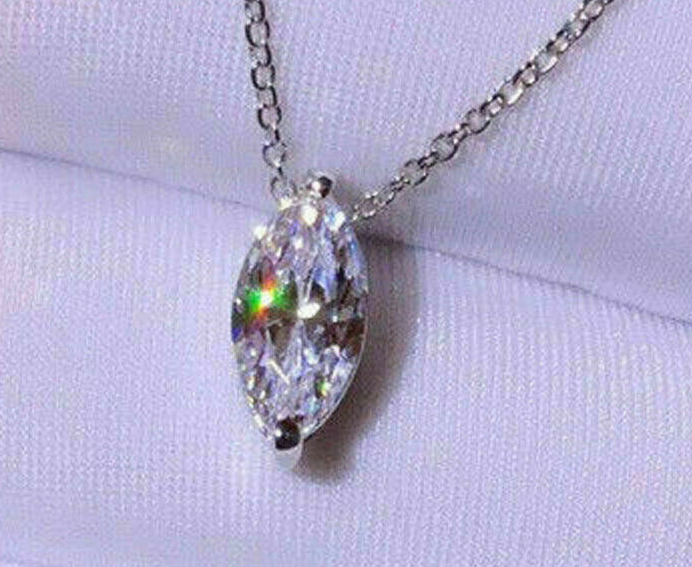 3.20 Ct Marquise Cut Solitaire Moissanite Pendant Solid 925 Sterling Silver