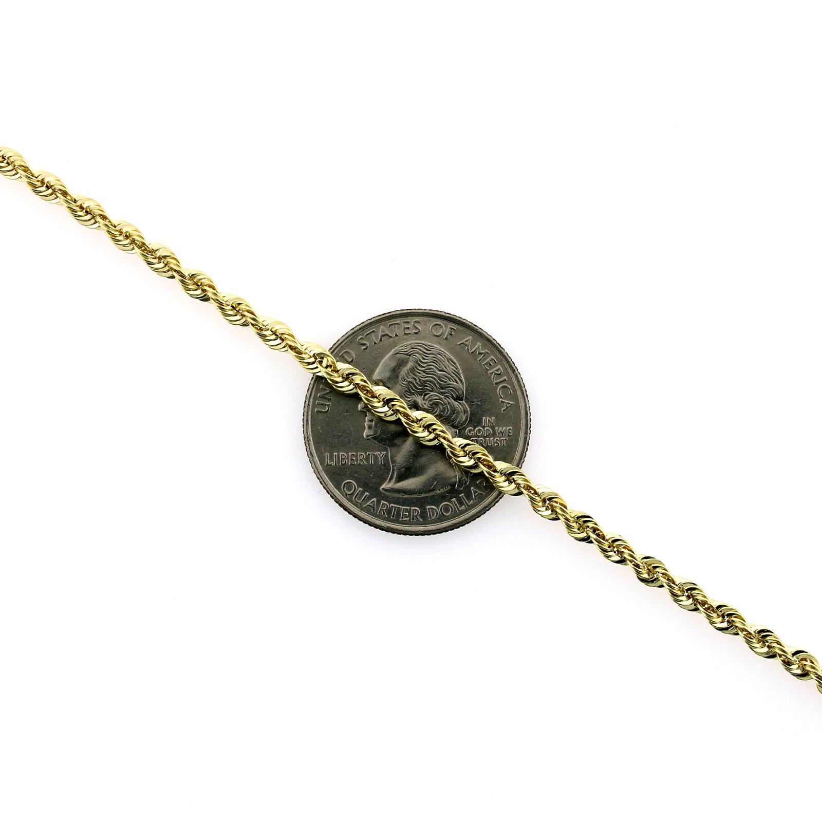 10K Yellow Gold 2mm-6mm Diamond Cut Rope Chain Necklace or Bracelet 16″ – 30″